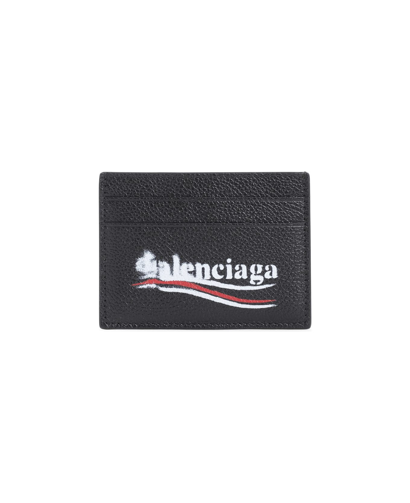 Balenciaga Cash Leather Card Holder - Black