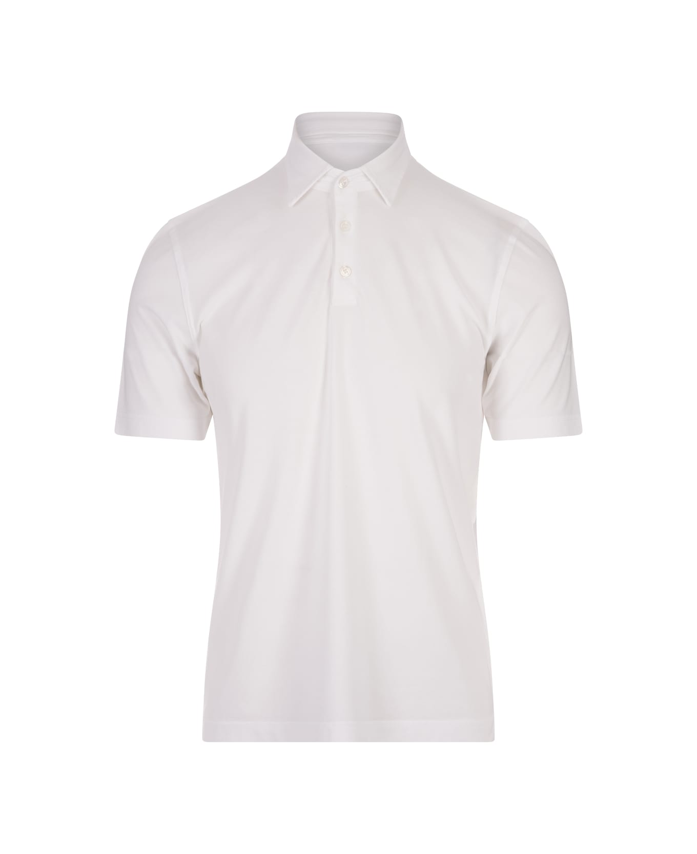 Fedeli Short-sleeved Polo Shirt In White Cotton - White