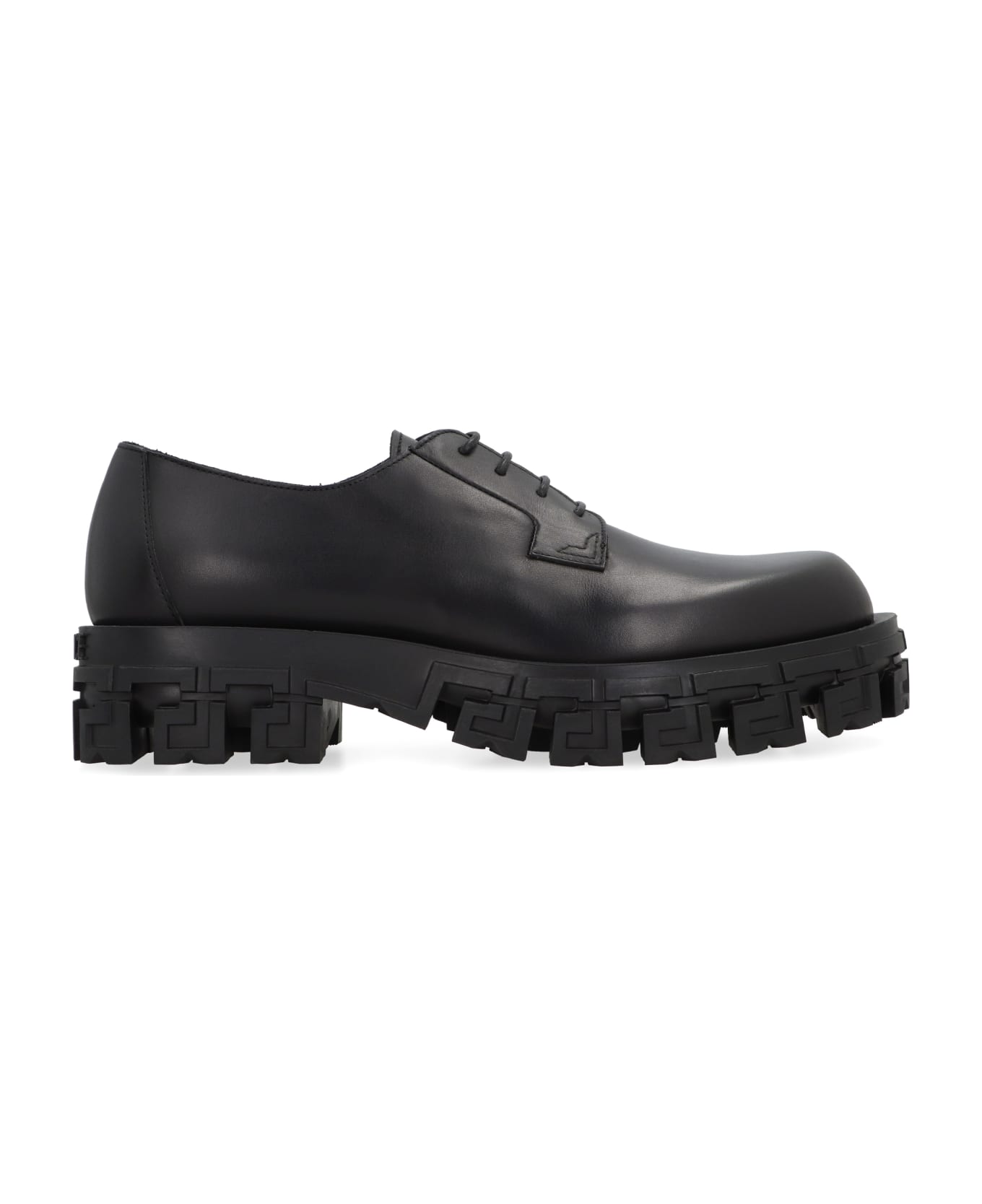 Versace Leather Lace-up Derby Shoes - black