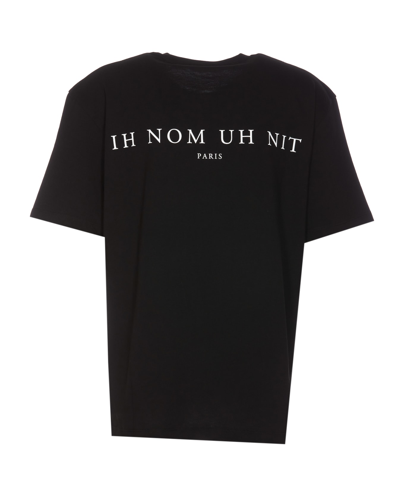 ih nom uh nit Logo T-shirt With Newspaper Mask Print - Black
