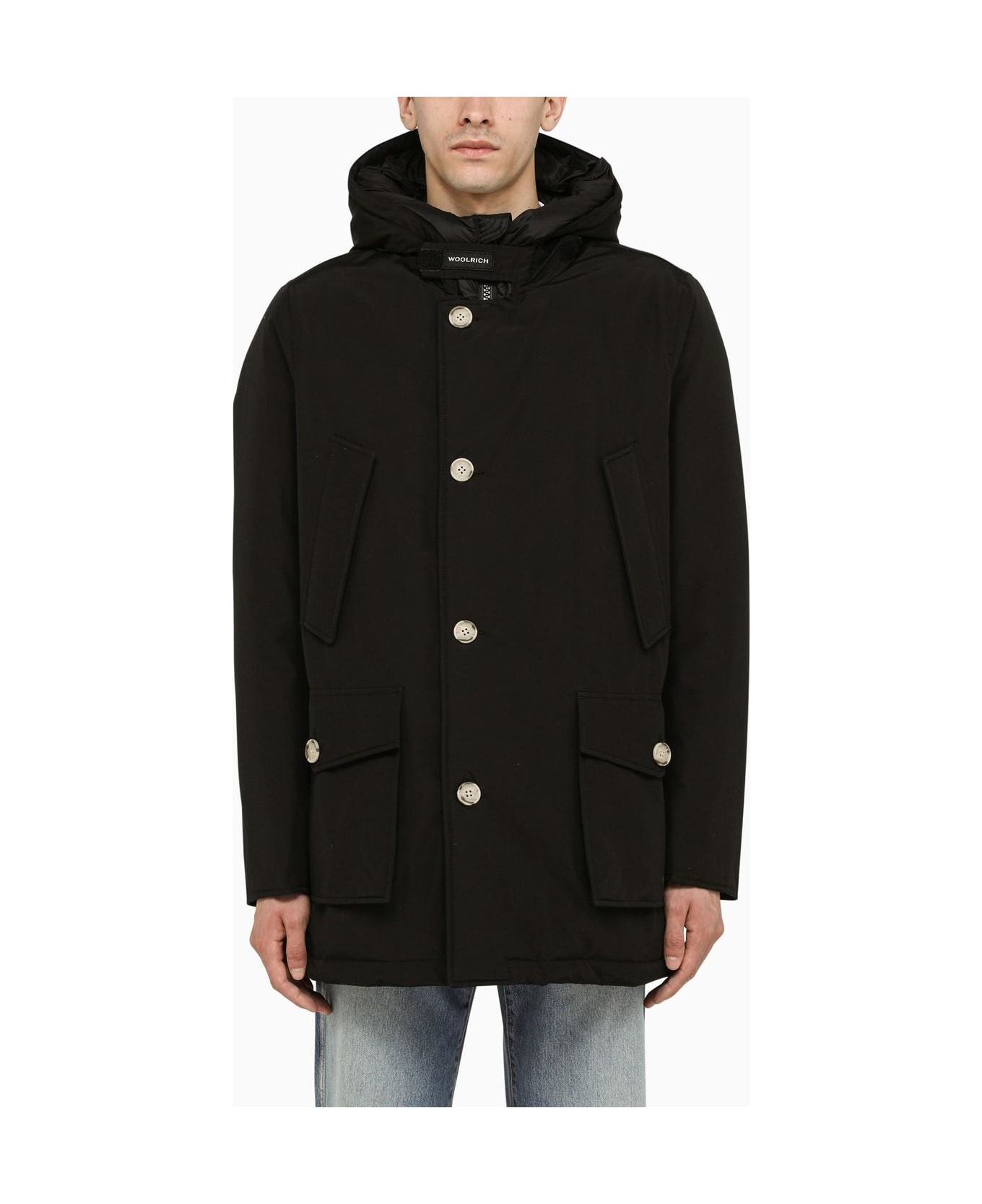 Woolrich Black Canvas Arctic Parka Jacket - Black