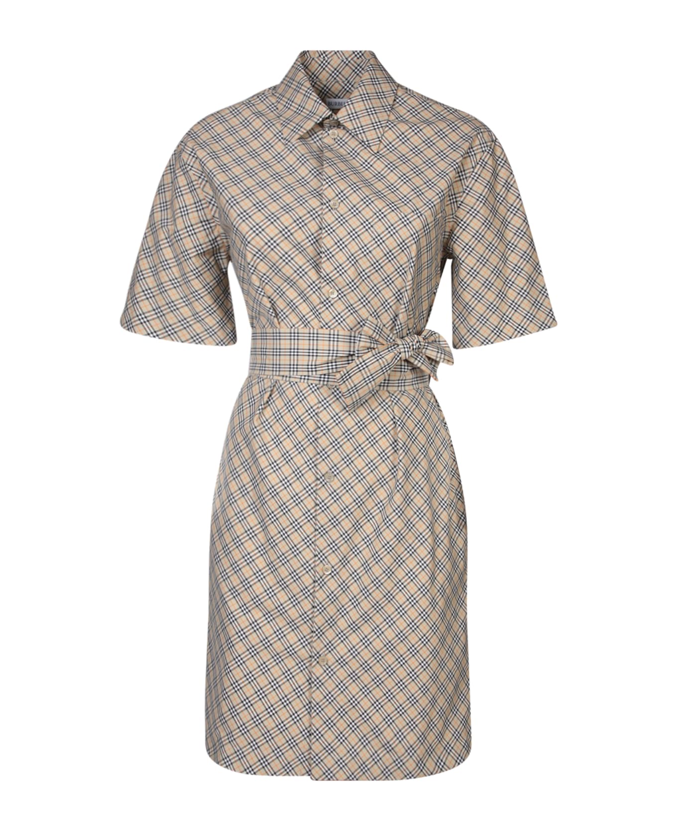 Burberry Mini Check Sand Polo Dress - GREEN