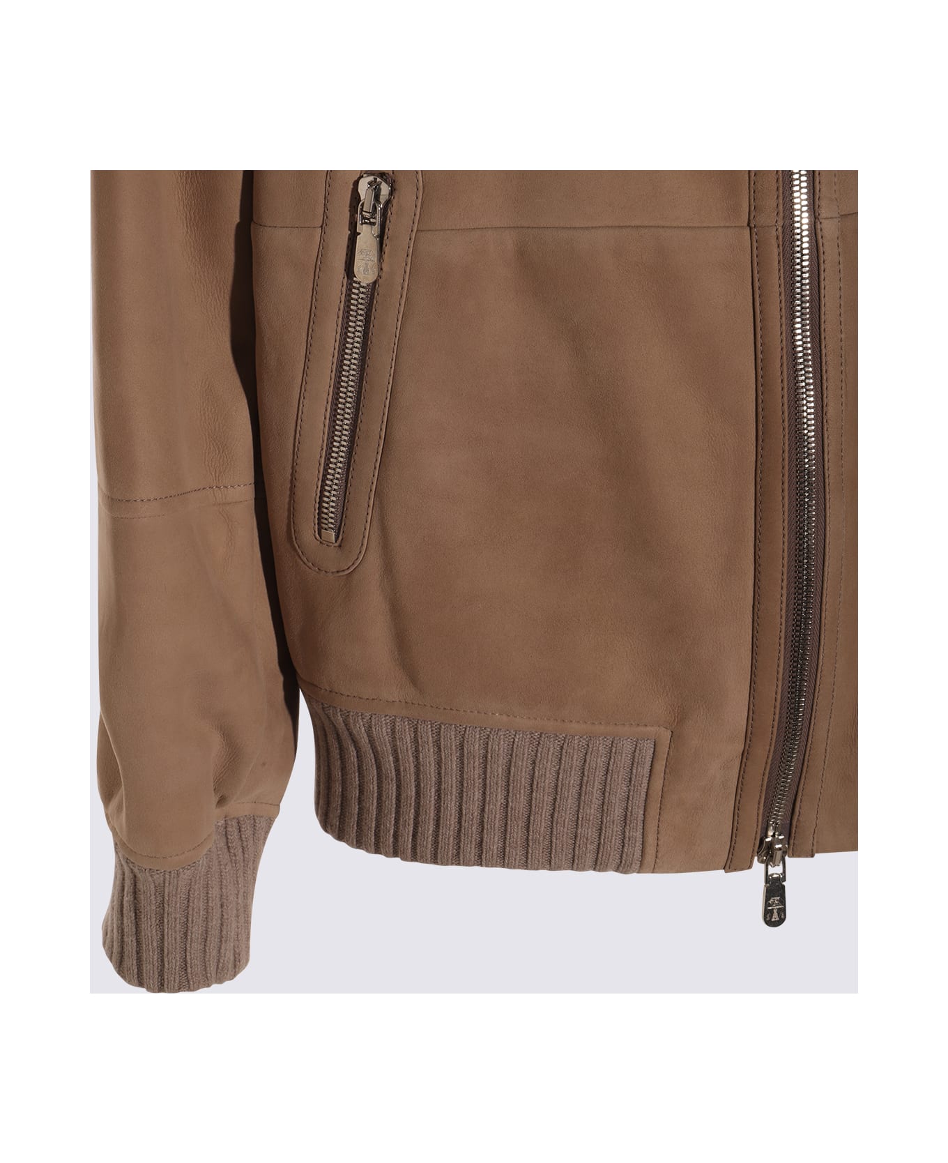 Brunello Cucinelli Beige Leather Jacket - Brown