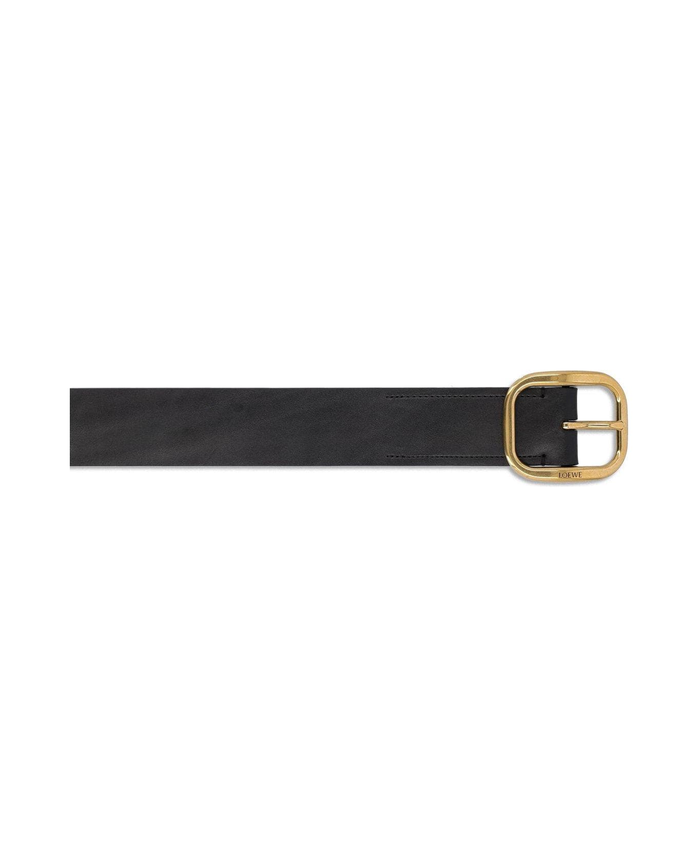 Loewe Pin Buckle Leather Belt - BLACK VINTAGE BRASS