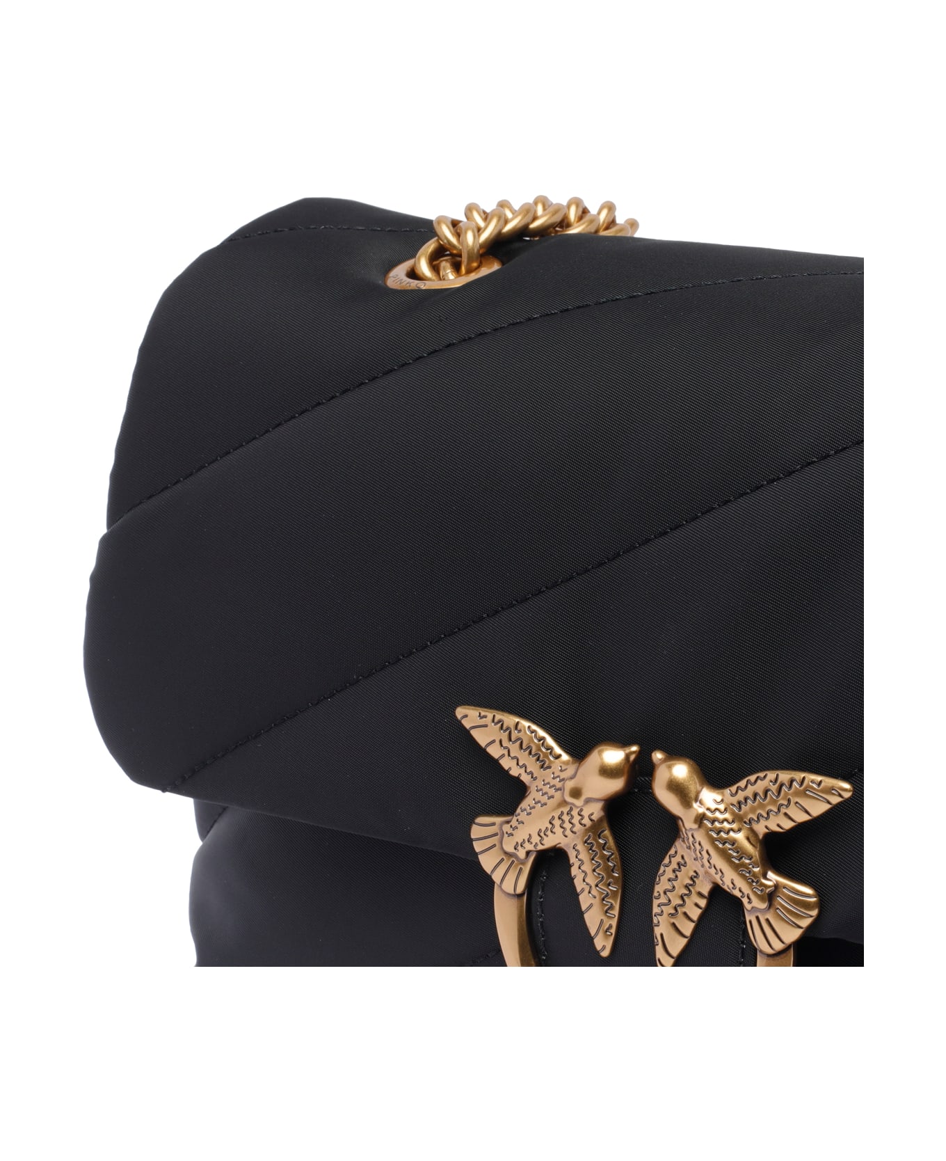 Pinko Love Bag Recycled Tissue Crossbody Bag - NERO-ANTIQUE GOLD