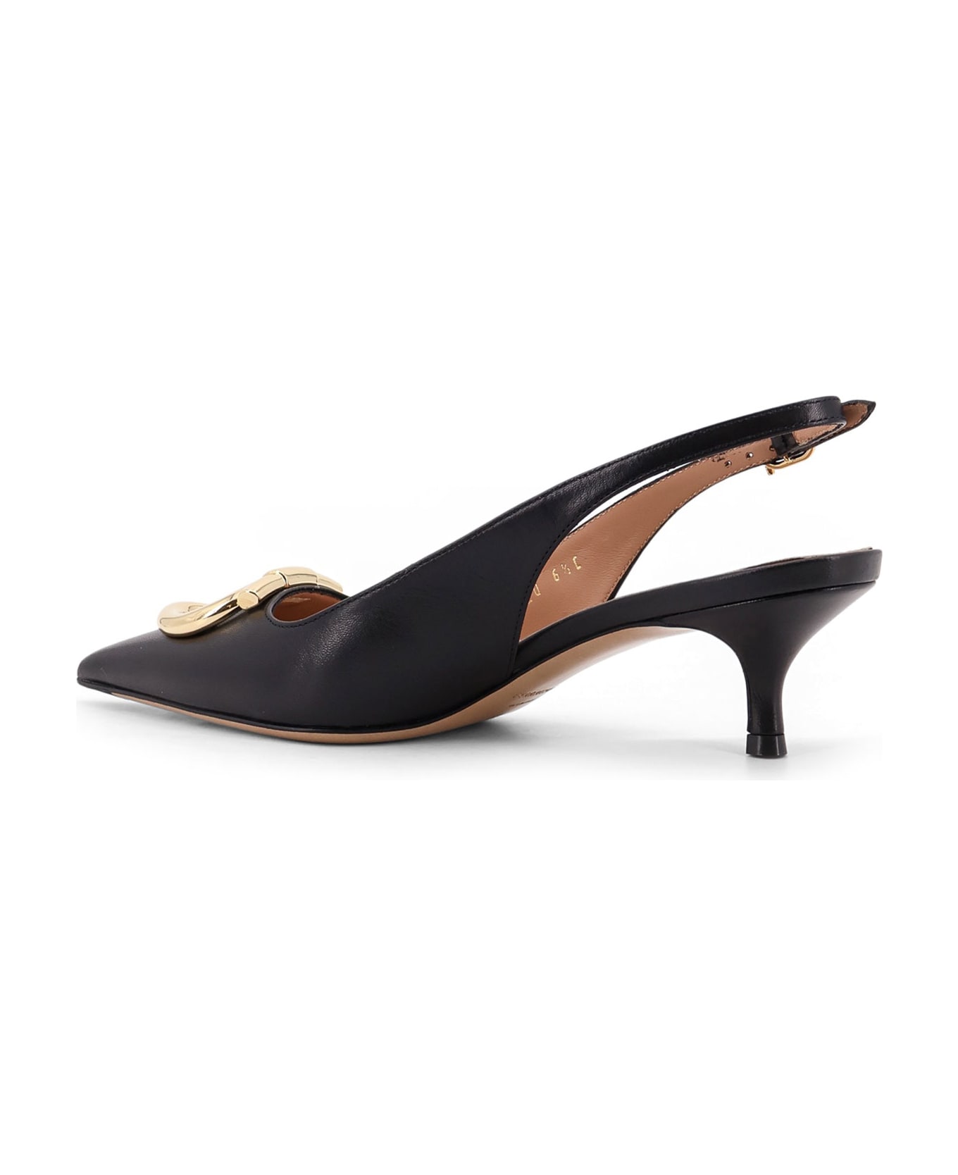 Ferragamo Sara Leather Décolleté With Gancini Detail - Black