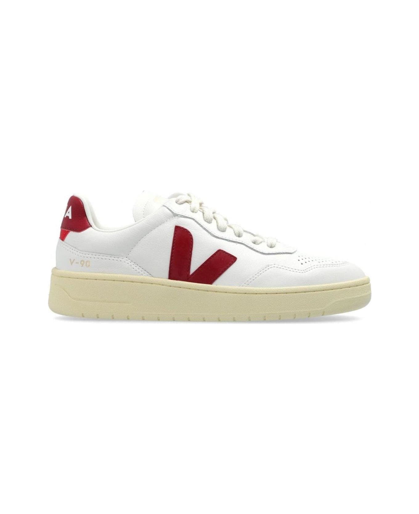 Veja V90 Marsala Low-top Sneakers - White