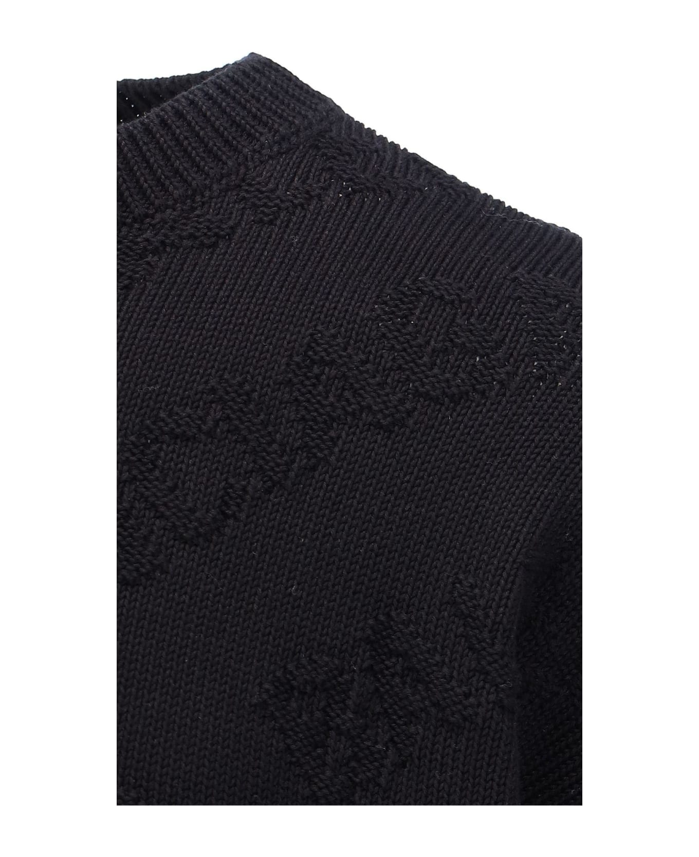 Balenciaga All-over Tonal Logo Sweater - BLACK