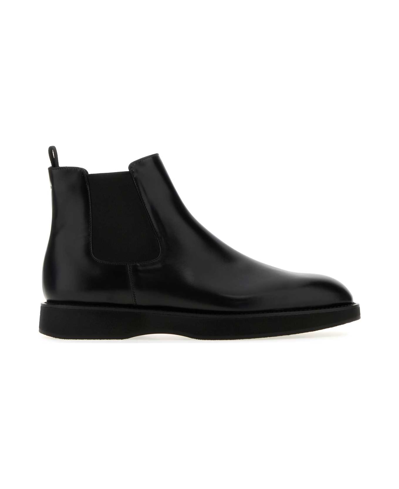 Prada Black Leather Ankle Boots - NERO