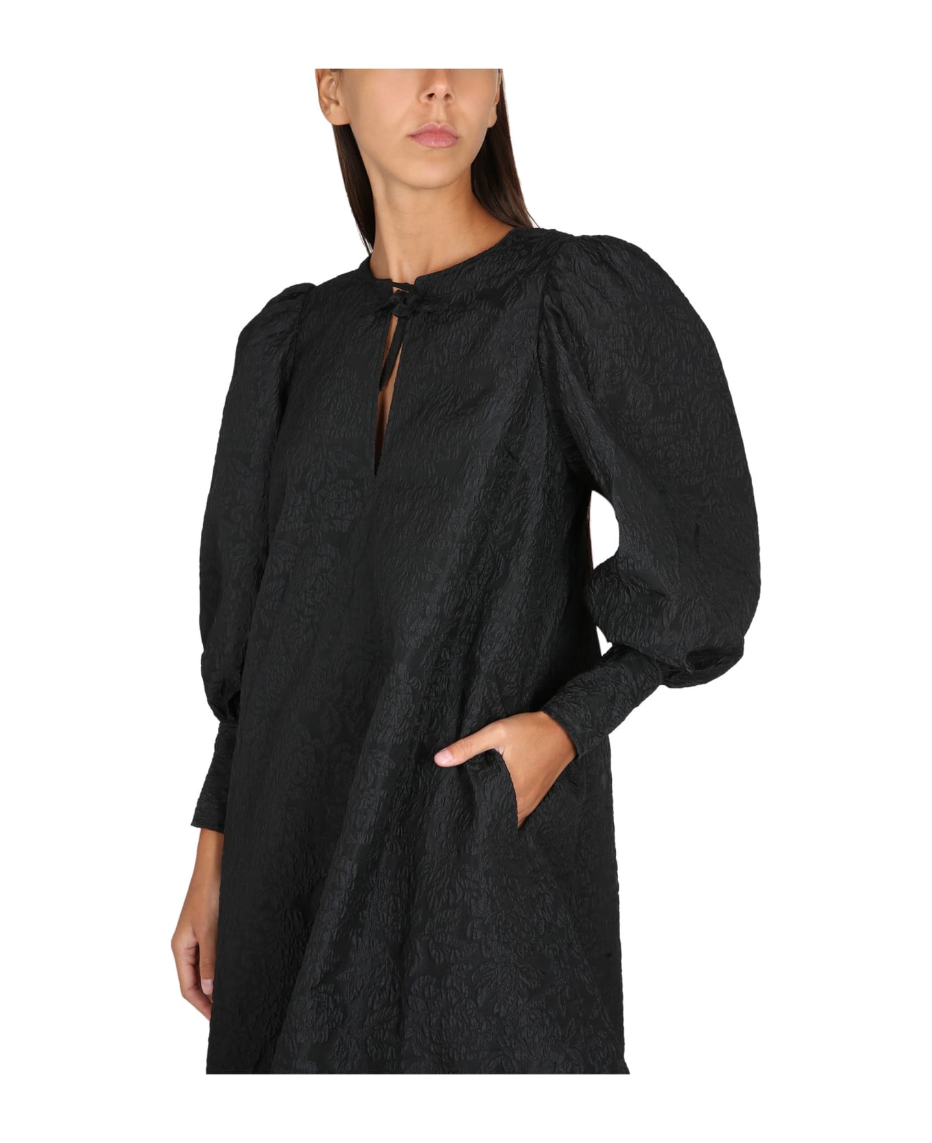 Ganni Organza Mini Dress - BLACK