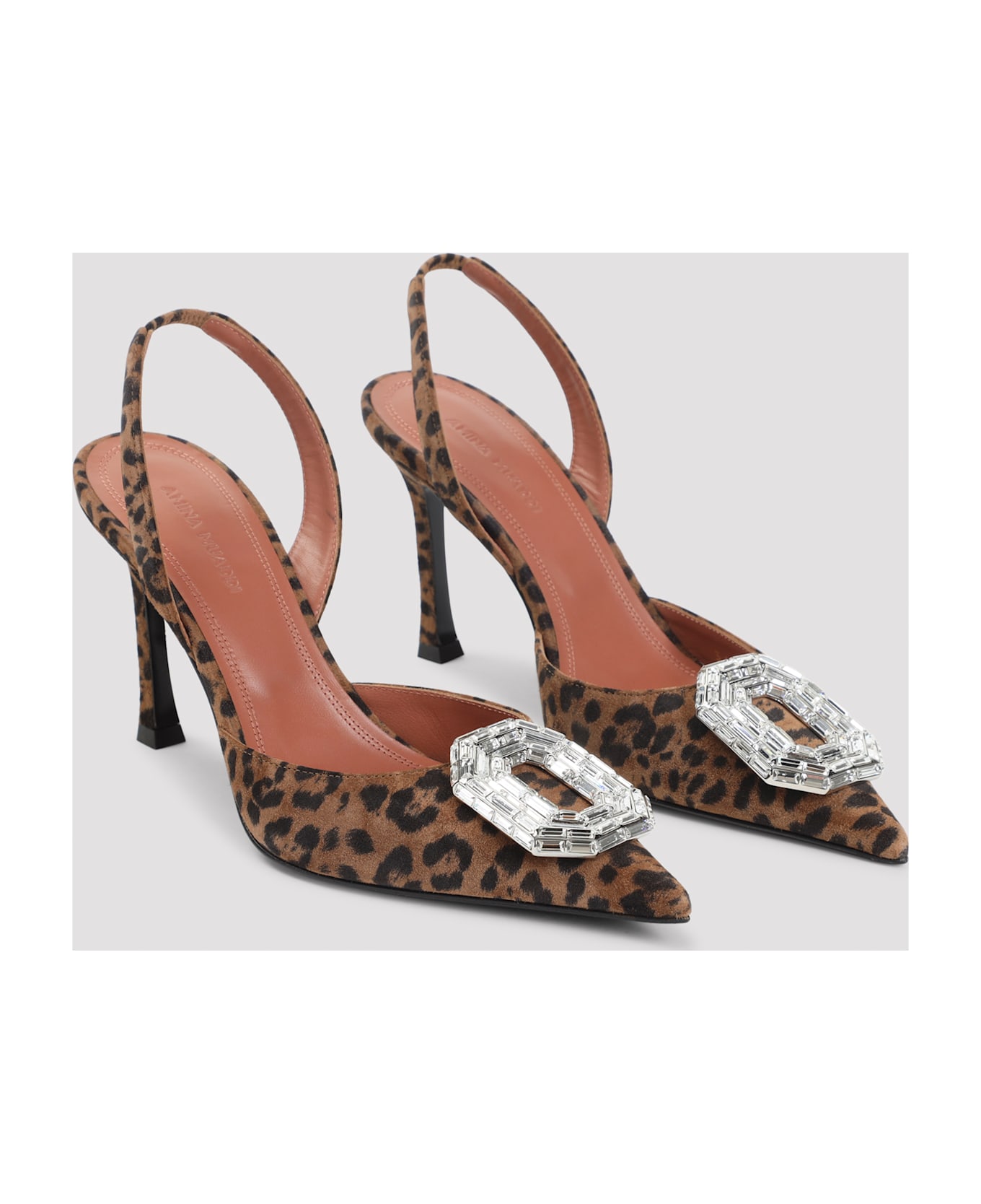 Amina Muaddi Camelia 90 Sling - Leopard