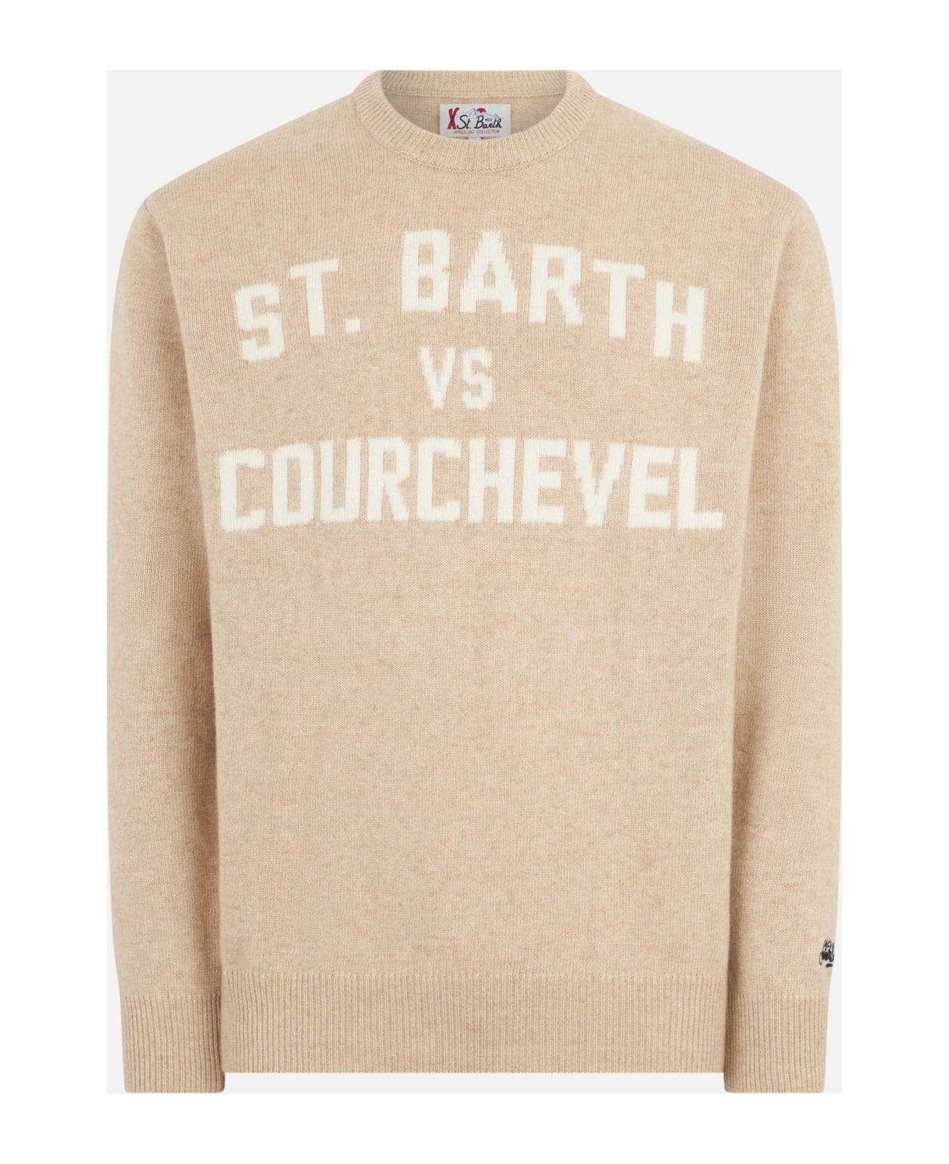 MC2 Saint Barth Man Sweater With St. Barth Vs Courchevel Jacquard - BEIGE