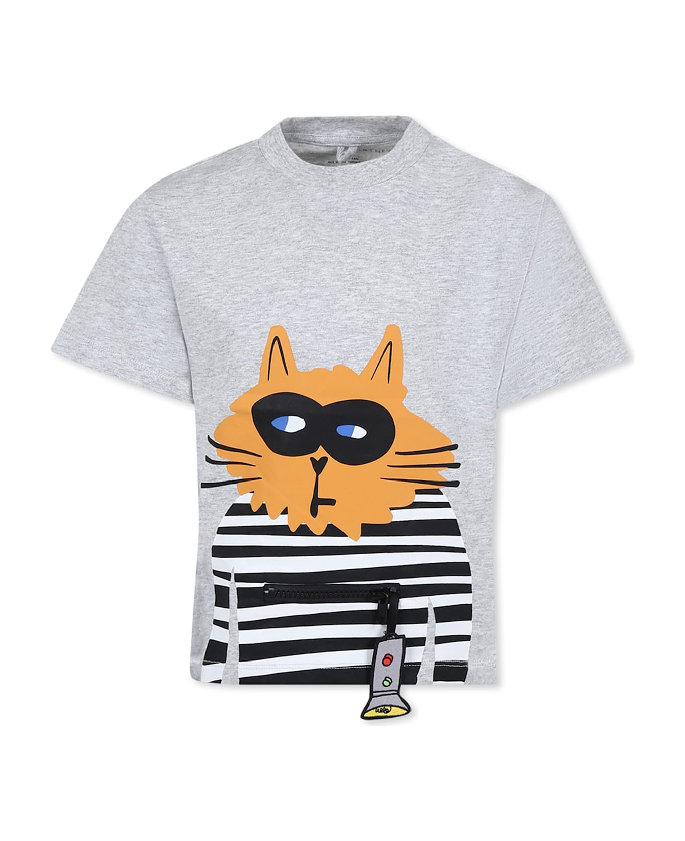 Stella McCartney Kids Grey T-shirt For Boy With Cat - Grey