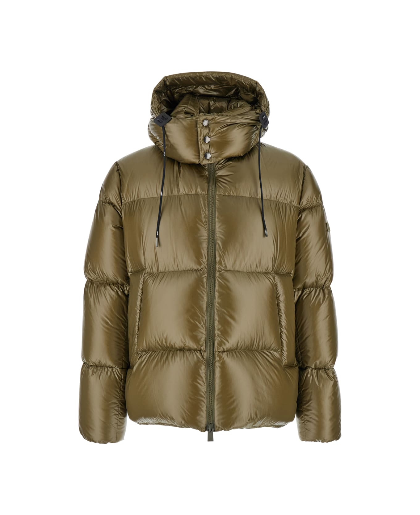 TATRAS 'belbo' Green Down Jacket With Drawstring Hood And Logo Patch In Tech Fabric Man - Green