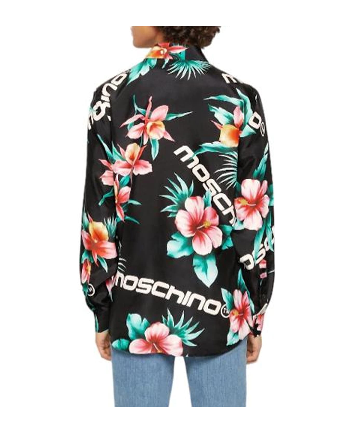 Tシャツ・カットソー Moschino FW24 Printed silk shirt (A02055455 1139) Moschino mix-print Silk Shirt | Blue | FARFETCH