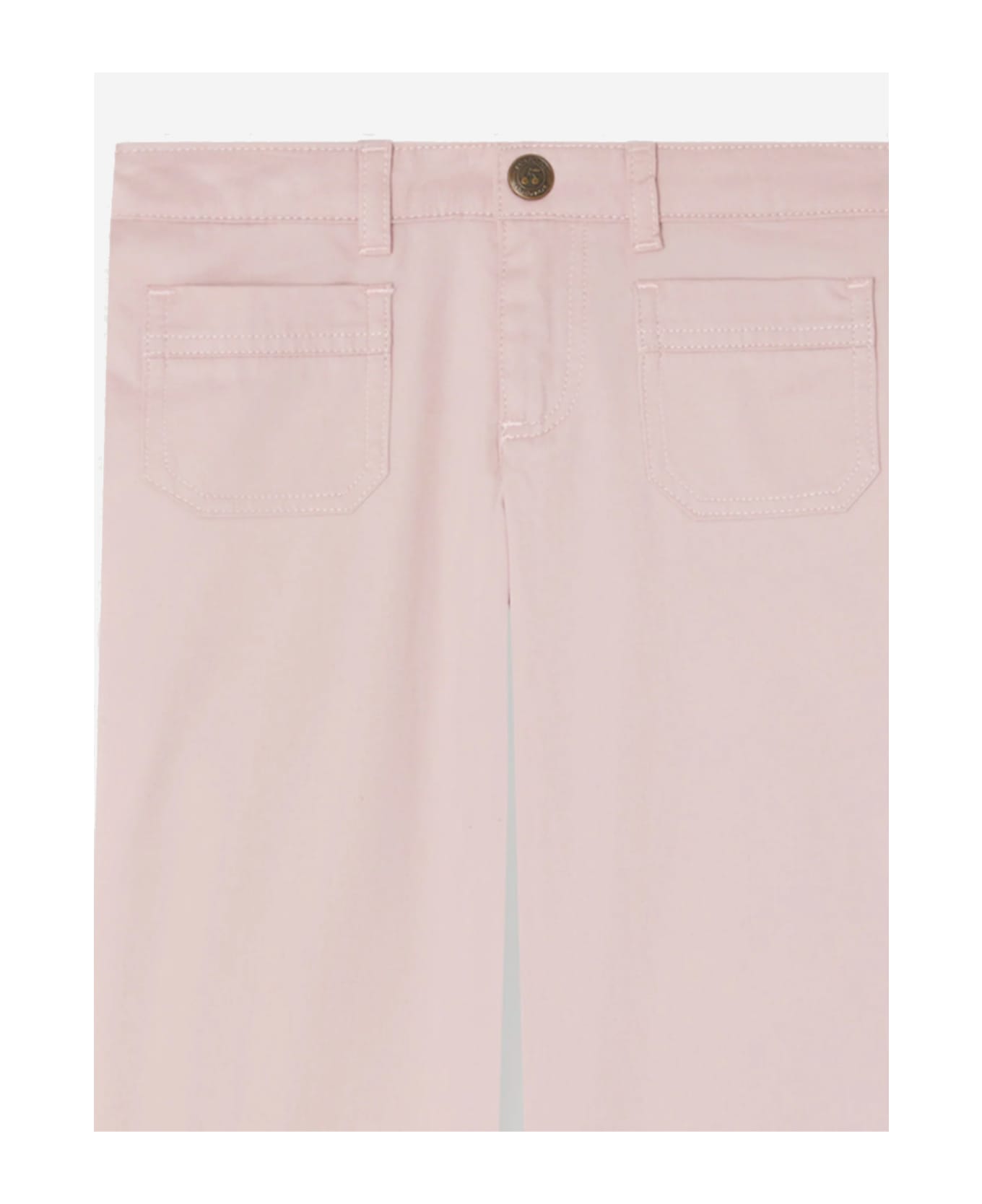 Bonpoint Cotton Denim Pants With Logo - Pink ボトムス
