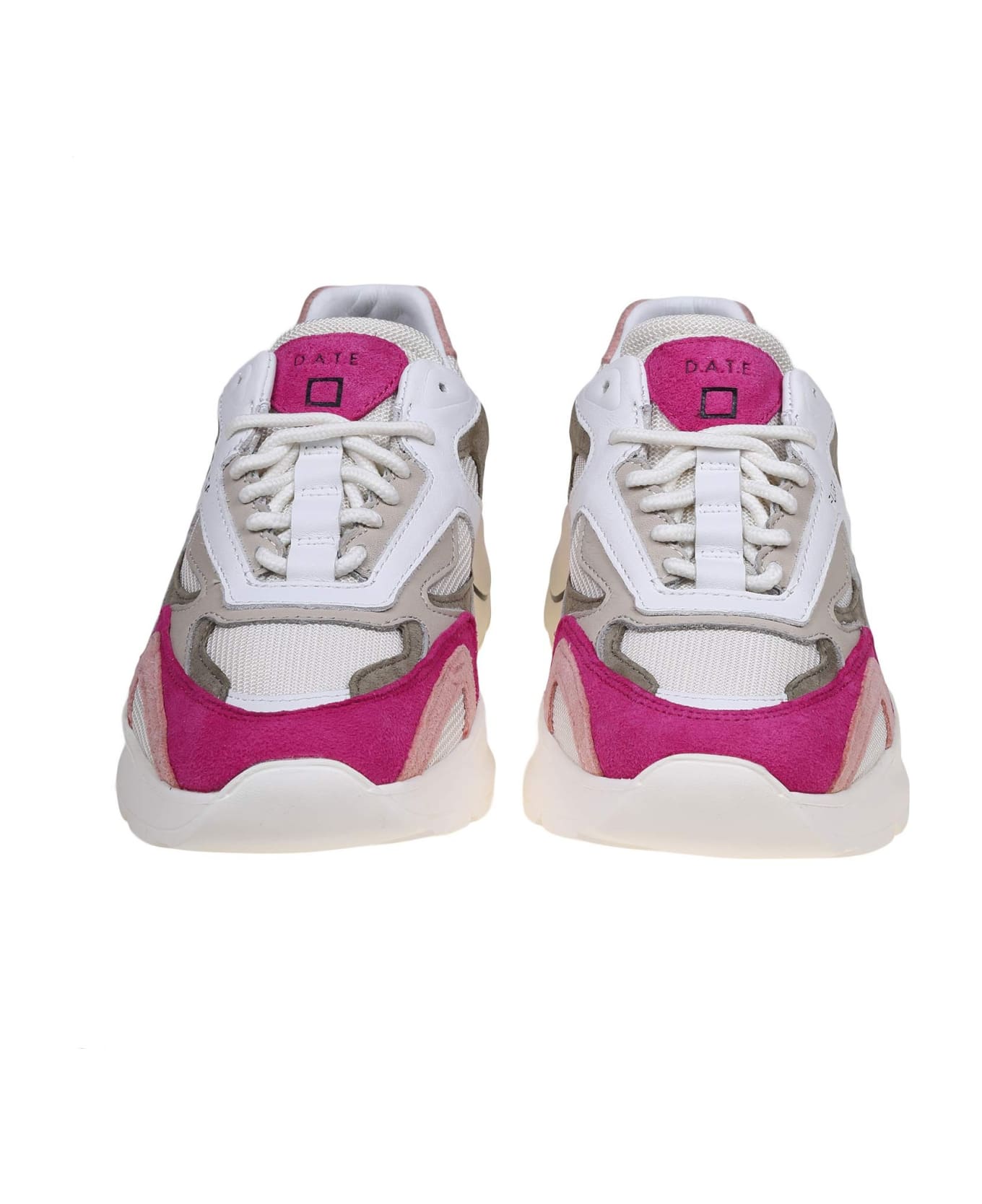 D.A.T.E. Fuga Sneakers In White/fuchsia Leather And Suede - White/Fuxia スニーカー