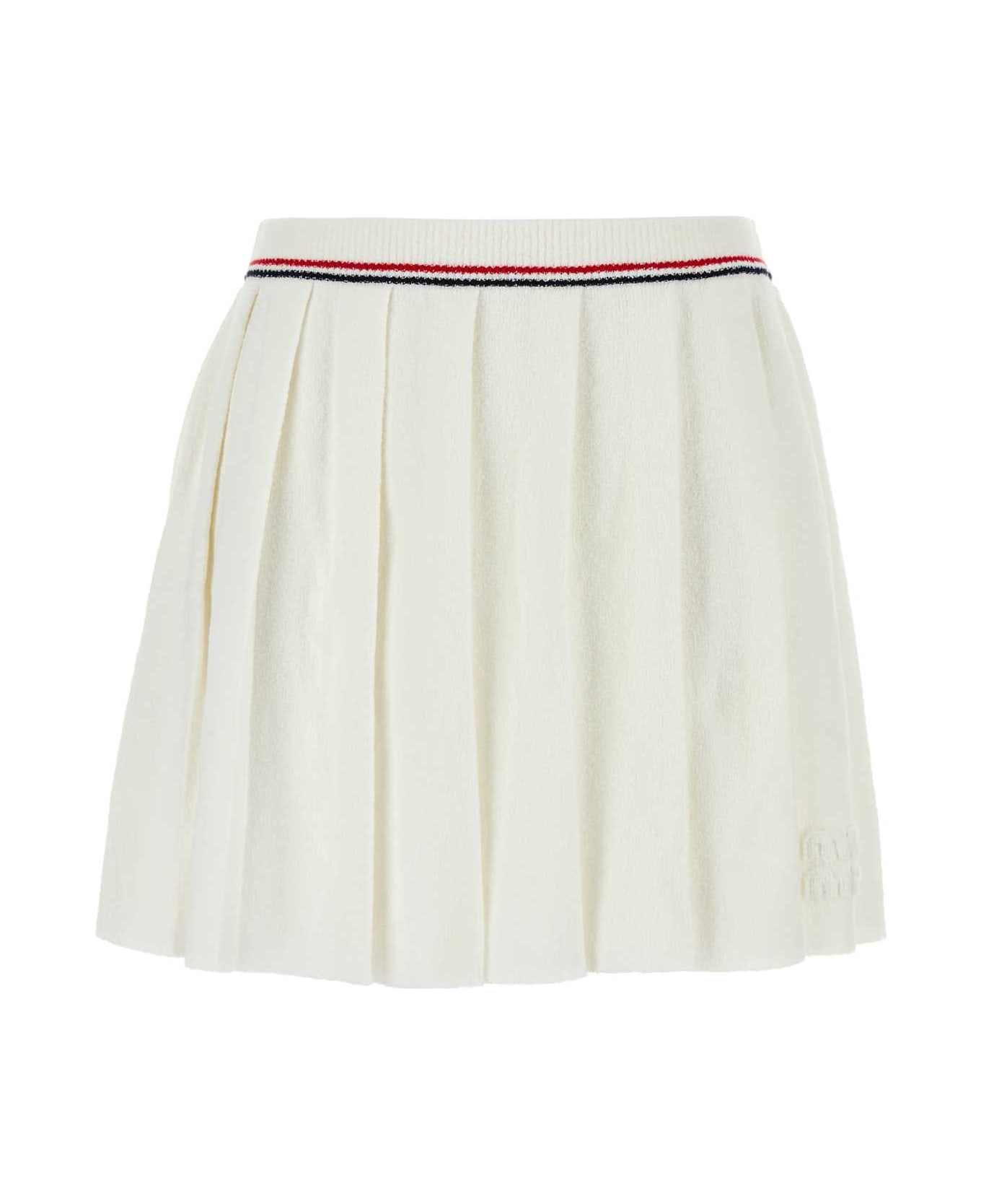 Miu Miu White Stretch Terry Fabric Skirt - BIANCO