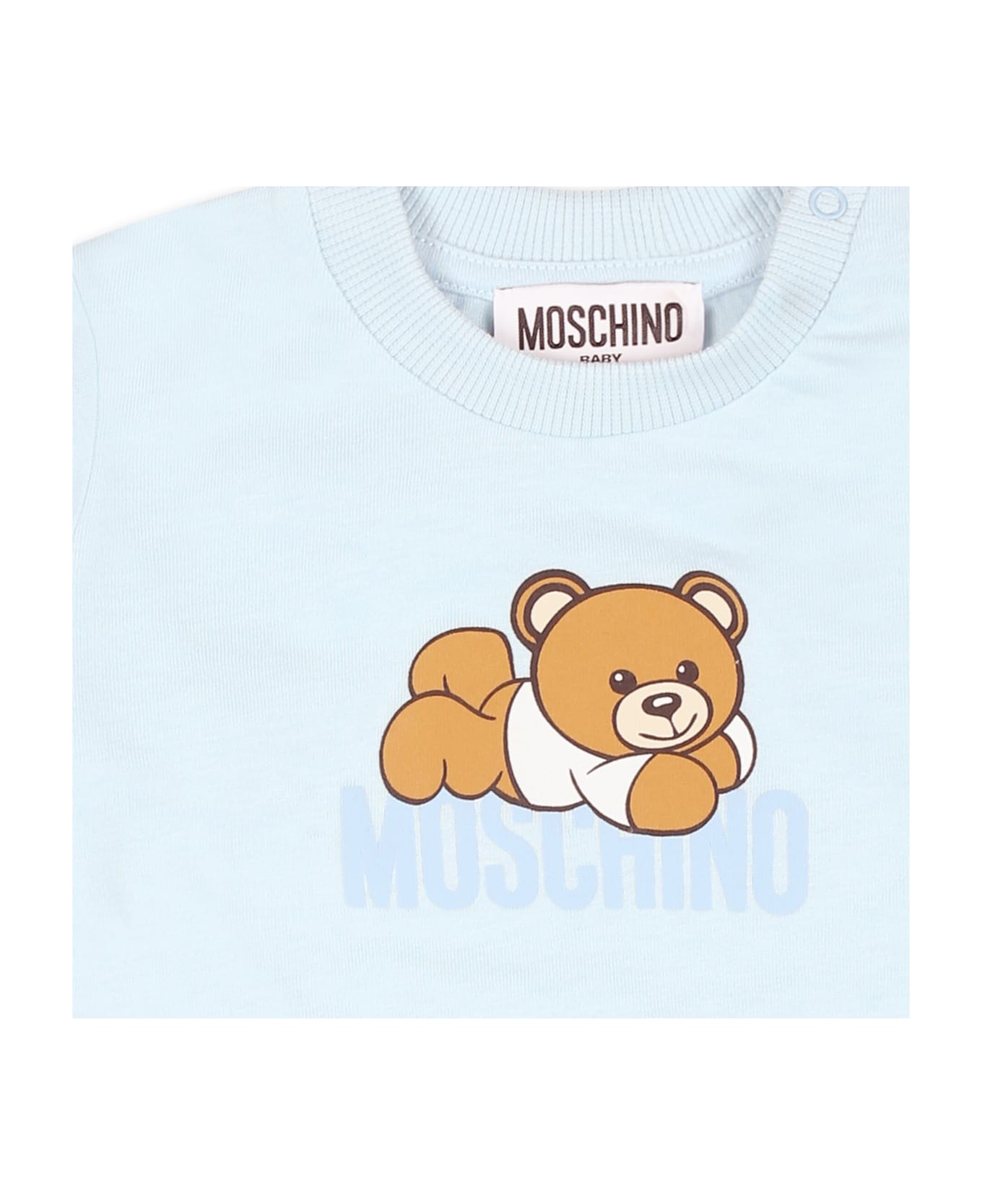 Moschino Light Blue T-shirt For Baby Boy With Teddy Bear - Light Blue