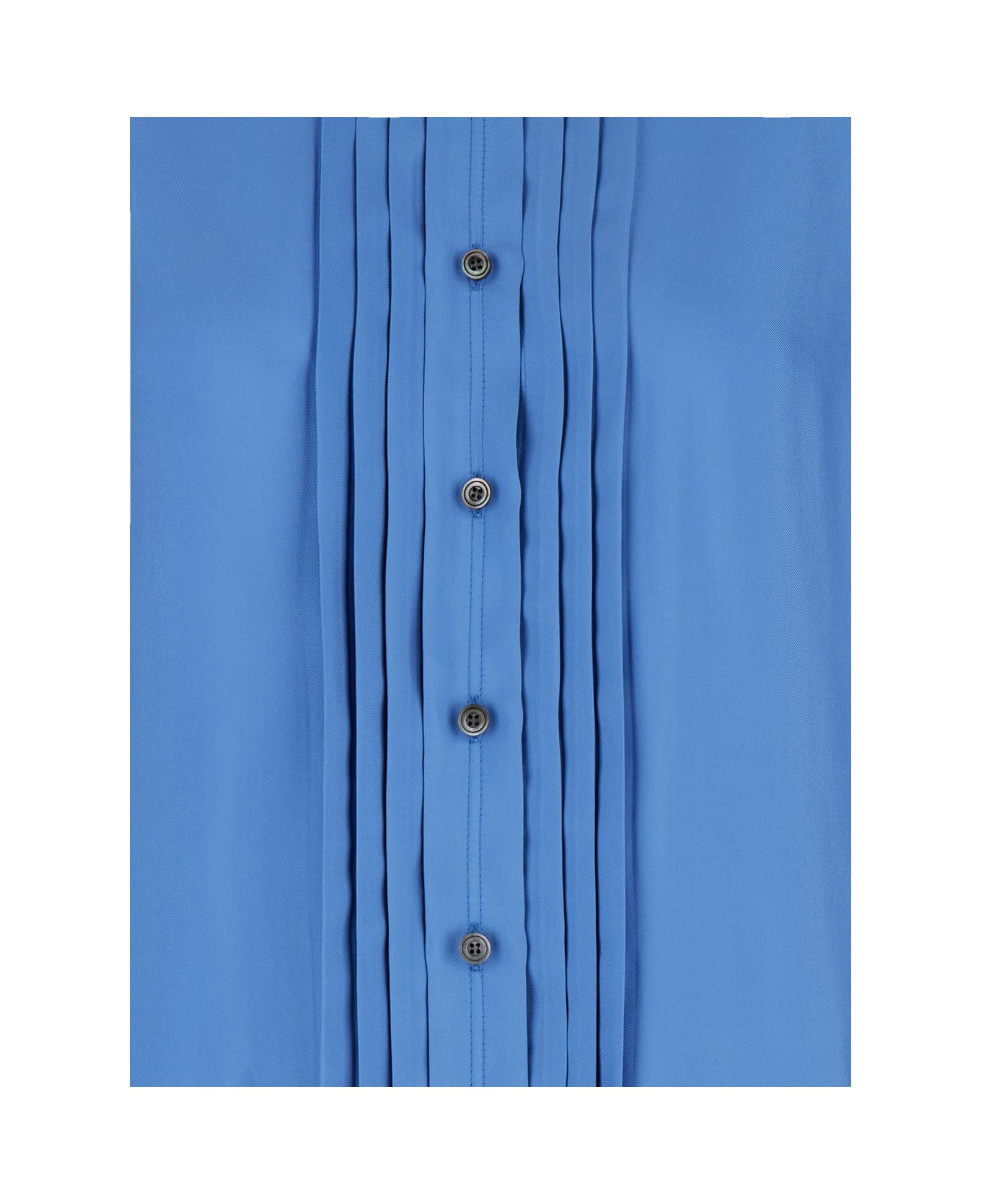 Tom Ford Light-blue Pleated Shirt In Silk Blend Woman - Blu