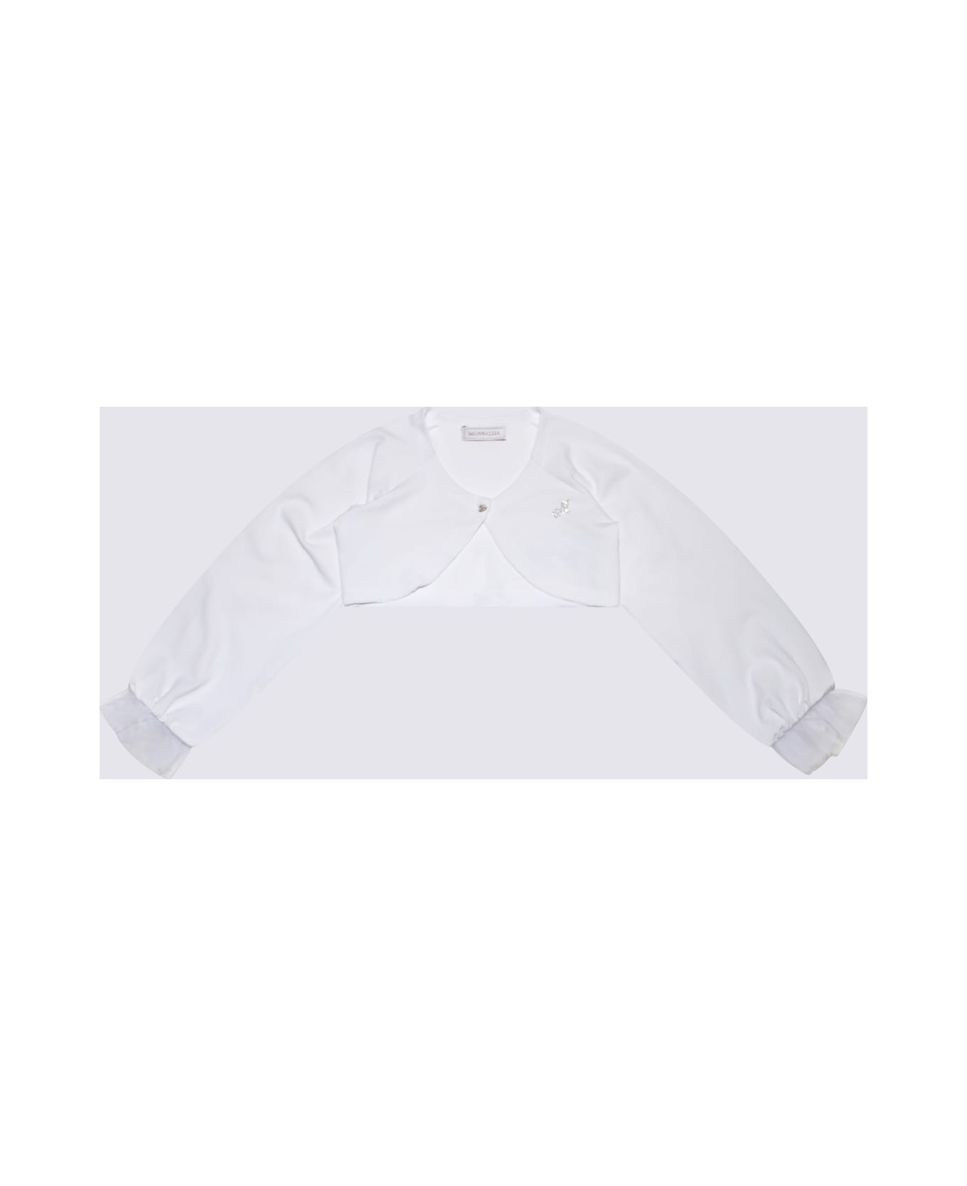 Monnalisa White Cotton Cropped Cardigan - White