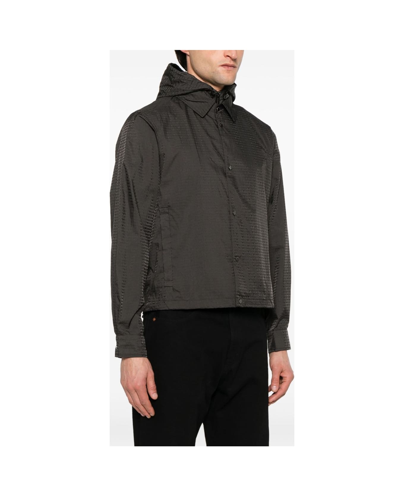 Emporio Armani Nylon Hooded Jacket - Marrone scuro