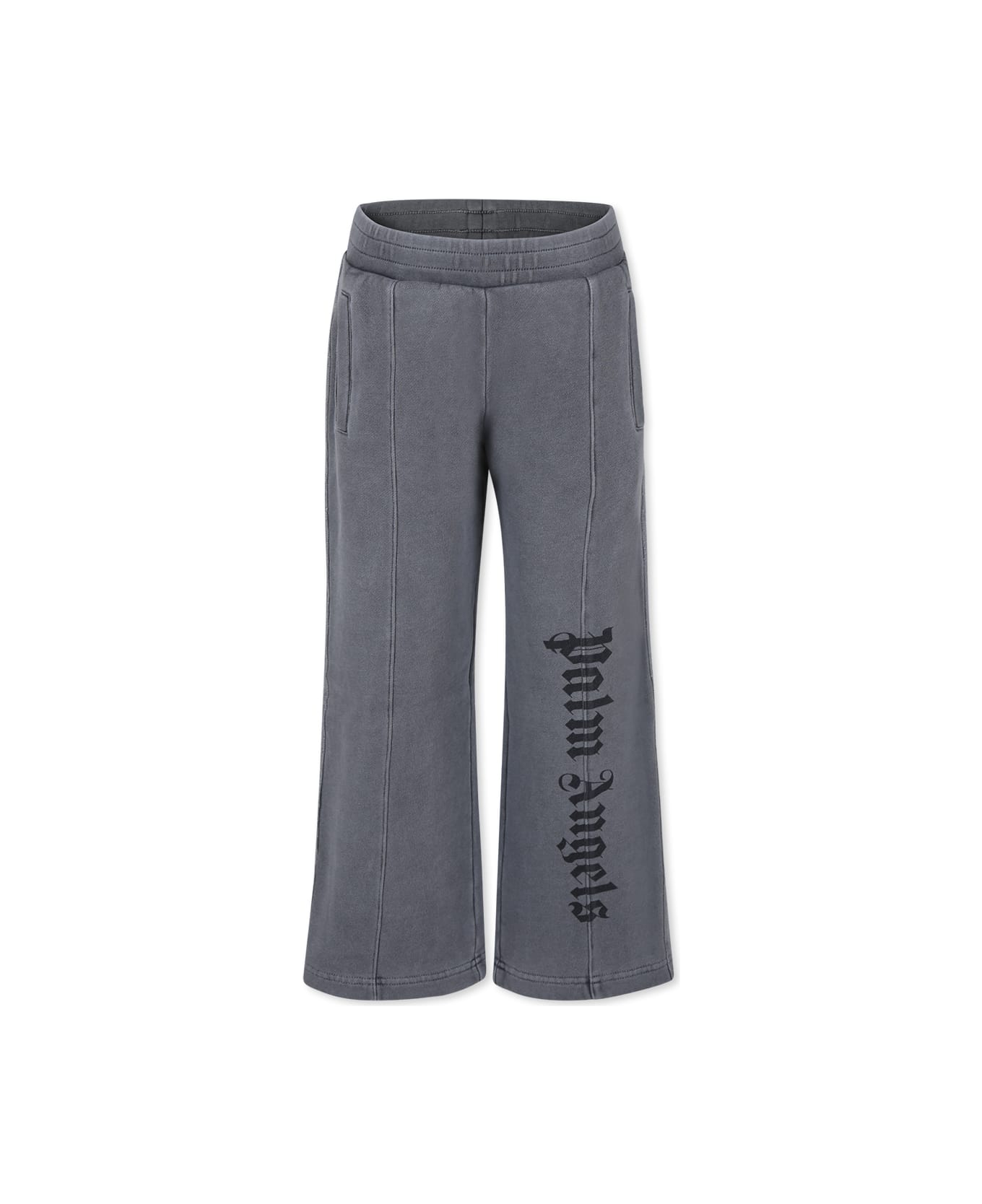 Palm Angels Grey Trousers For Boy With Logo - Grey