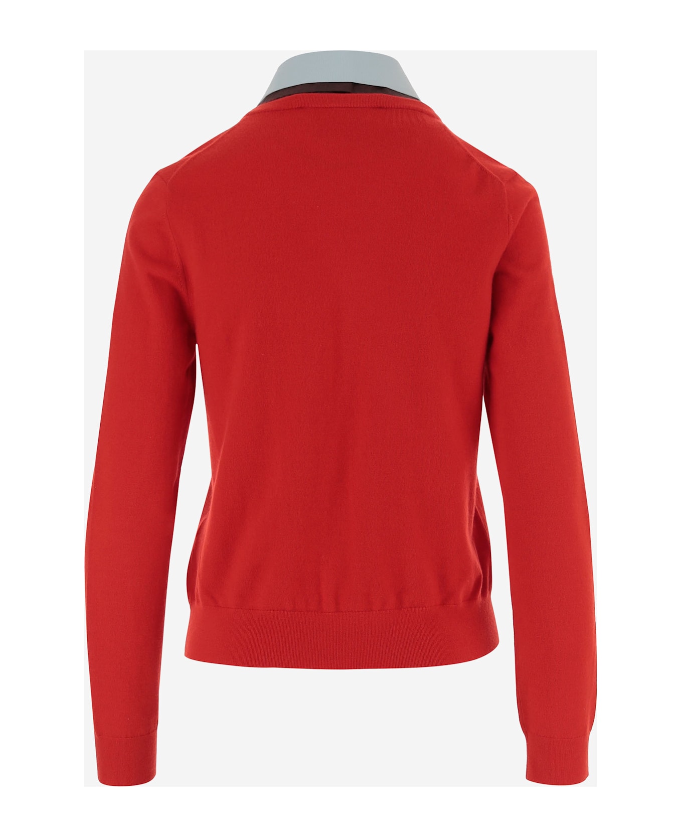 Tory Burch Wool Blend Sweater With Removable Collar - Red