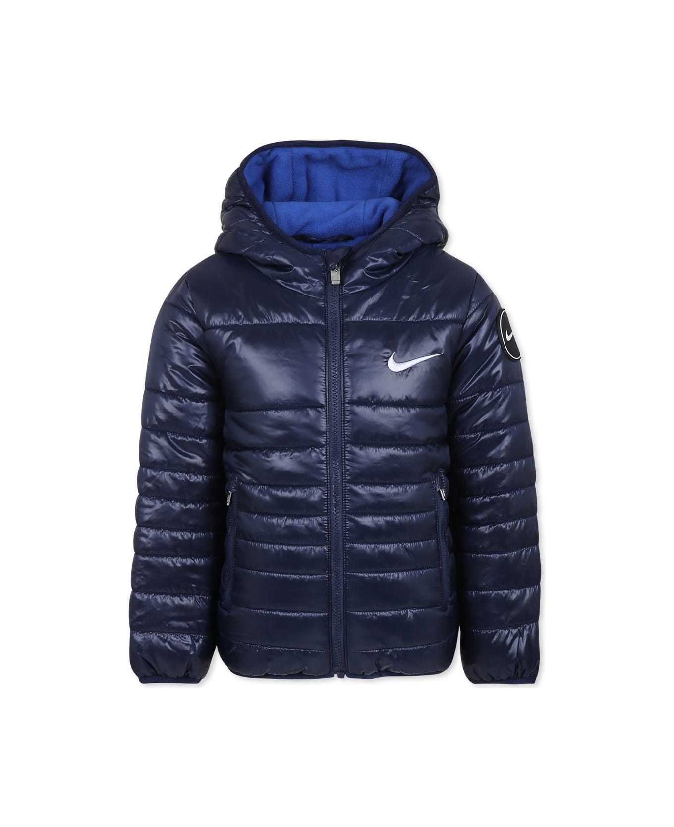 Nike Blue Down Jacket For Boy With Swoosh - Blue