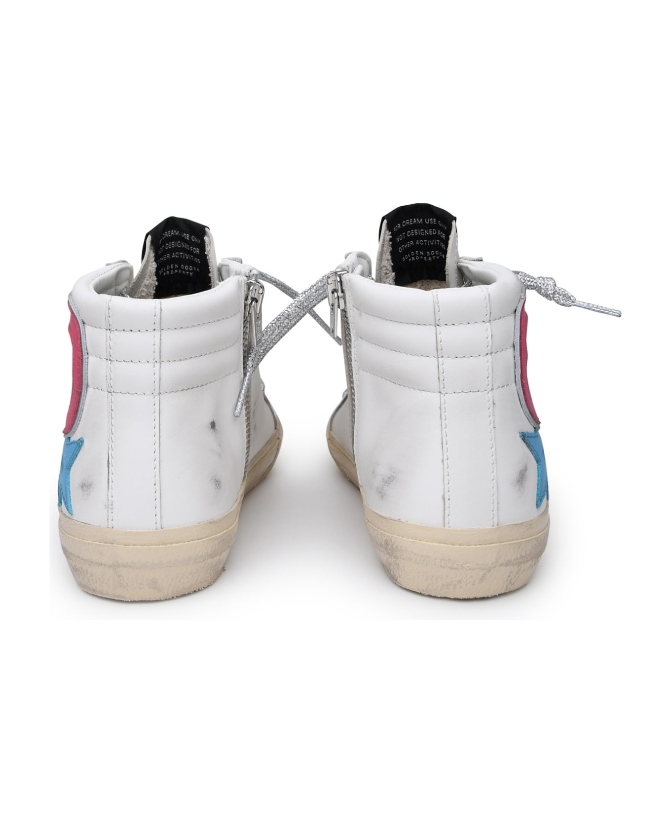 Golden Goose Slide Classic Sneakers - White/Light Blue/Fuchsia