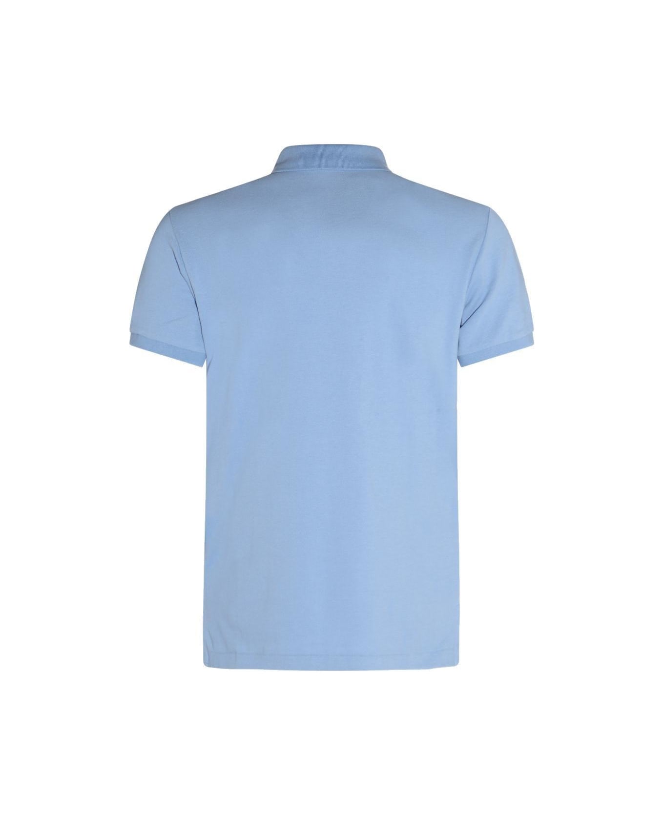 Ralph Lauren Logo Embroidered Polo Shirt - Sky Blue