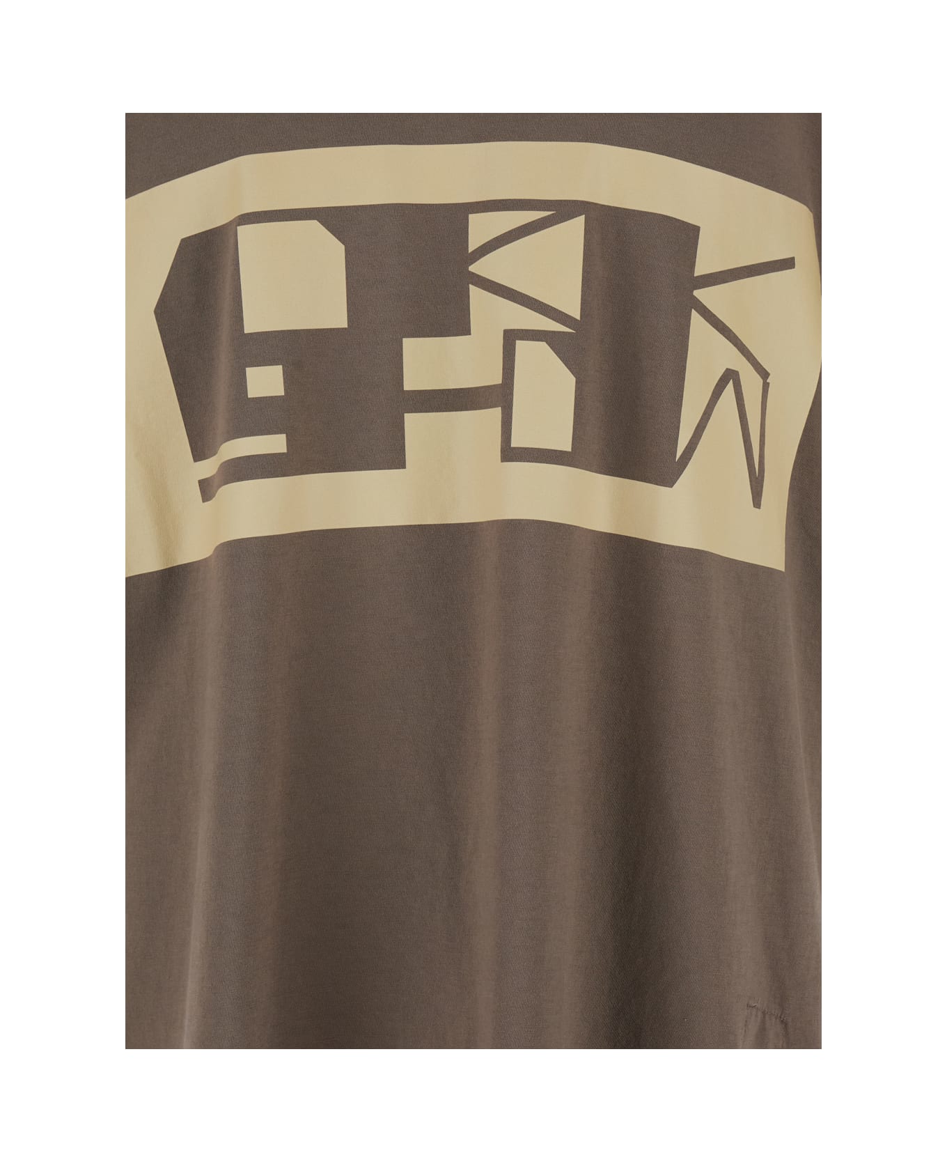 DRKSHDW Brown T-shirt With Contrasting Logo Print In Cotton Man - Brown