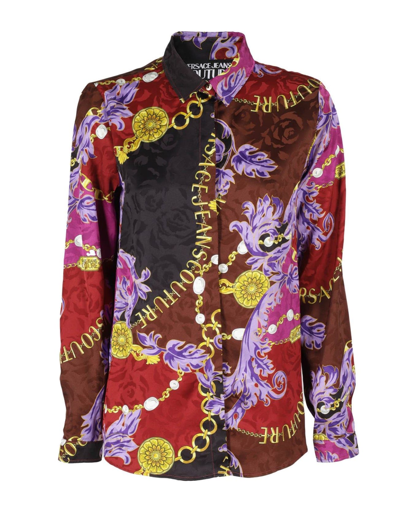Versace Jeans Couture Logo Couture Printed Button-up Blouse - Pink & Purple