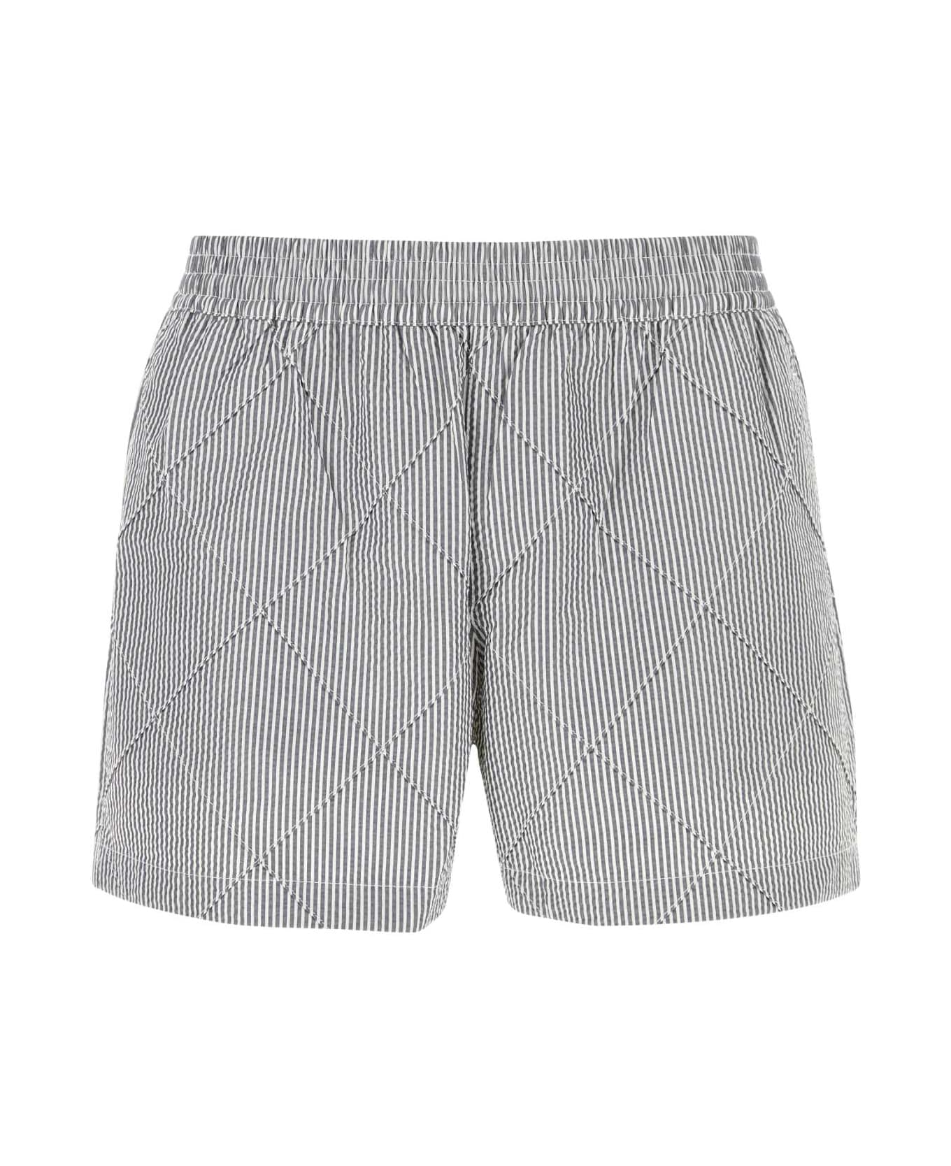 Bottega Veneta Embroidered Seersucker Swimming Shorts - CHALKIRON