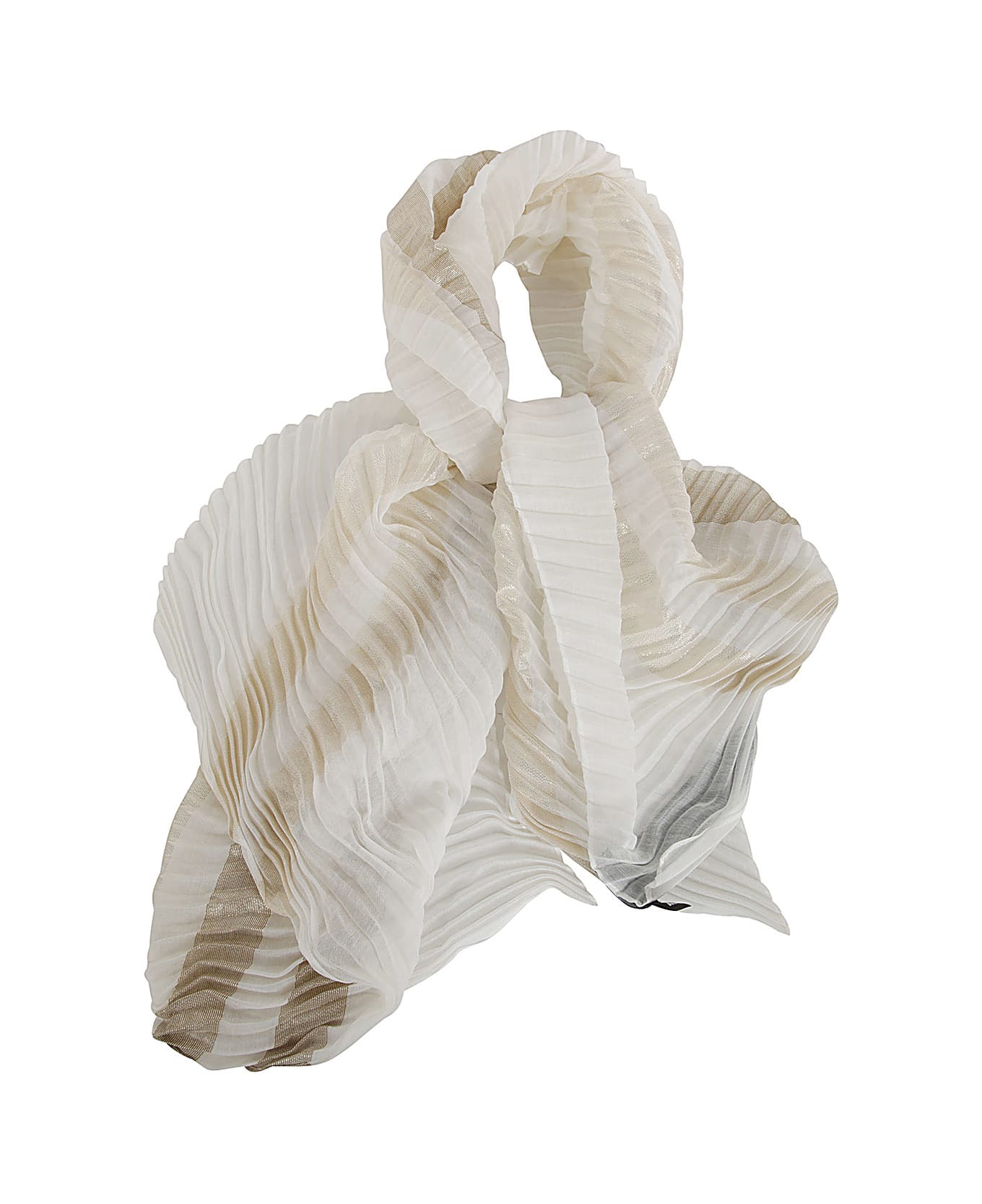 Emporio Armani Lady Woven Pleated Stole - White