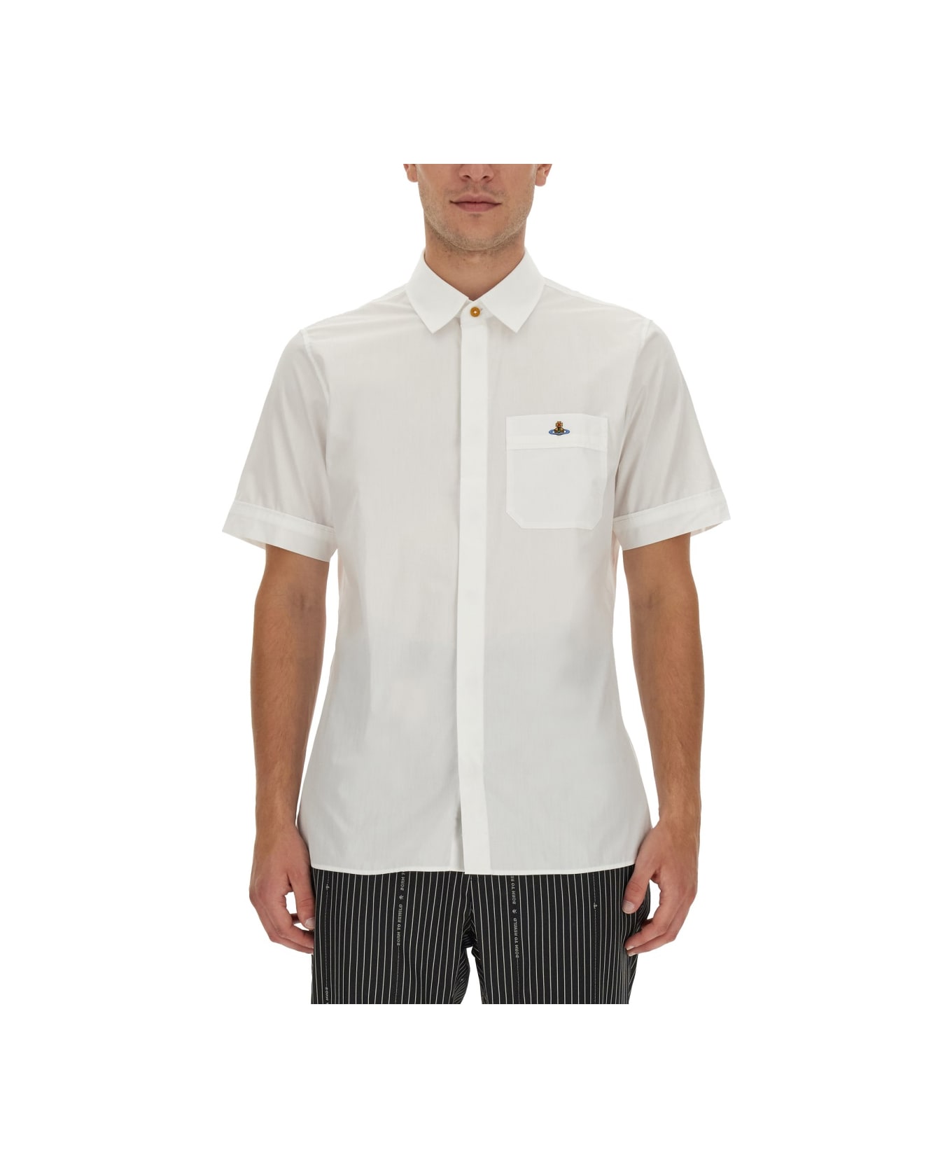 Vivienne Westwood Shirt With Orb Embroidery - WHITE