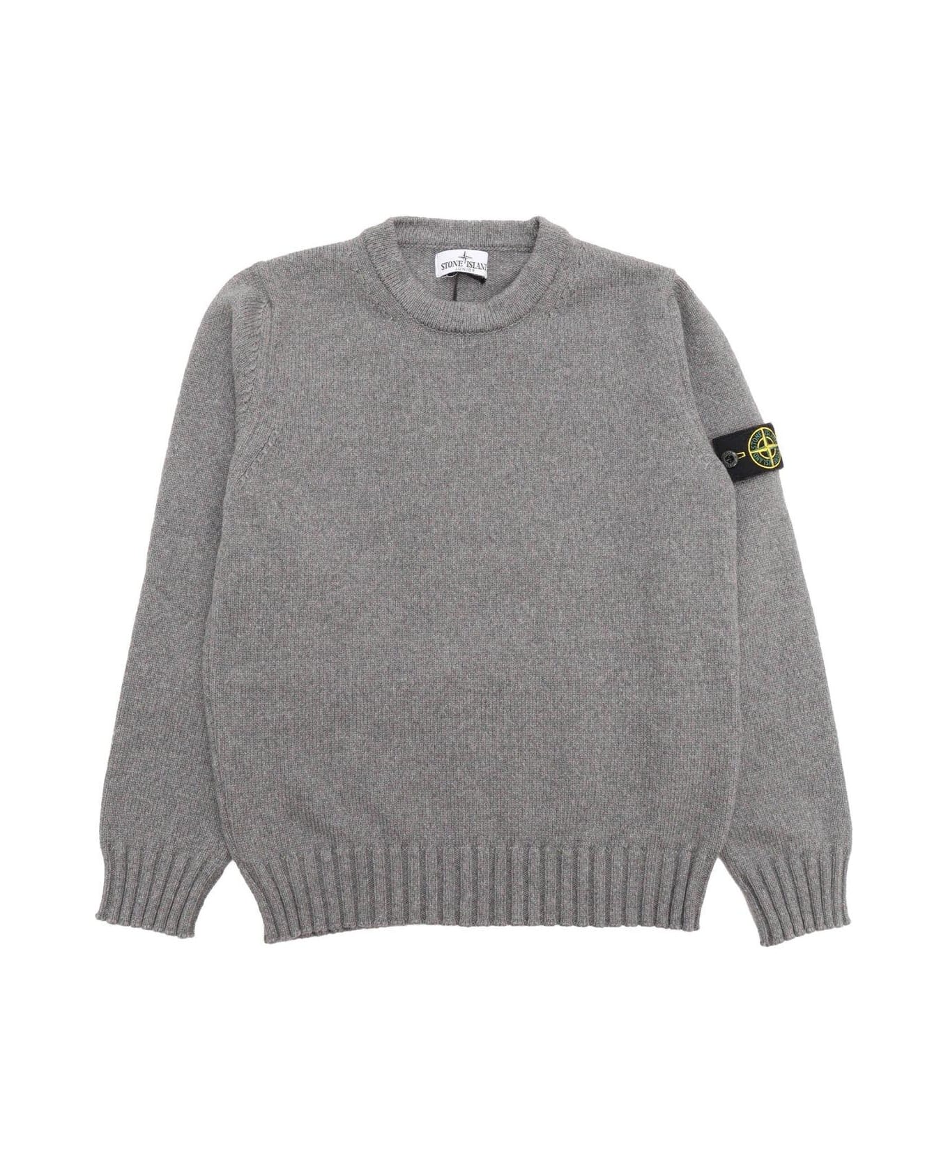 Stone Island Logo Patch Crewneck Jumper - GREY