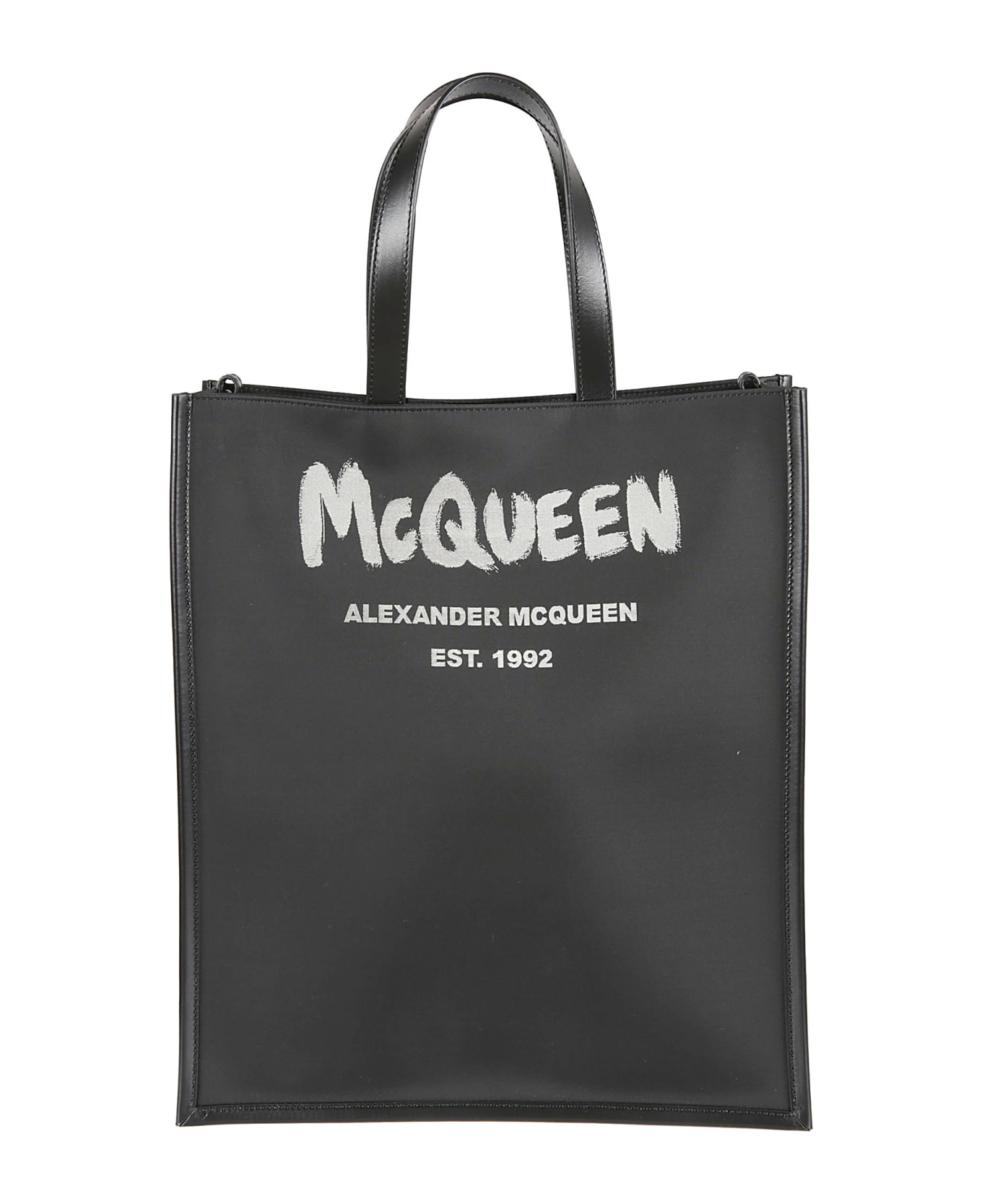 Alexander McQueen Logo Print Shopping Tote - White