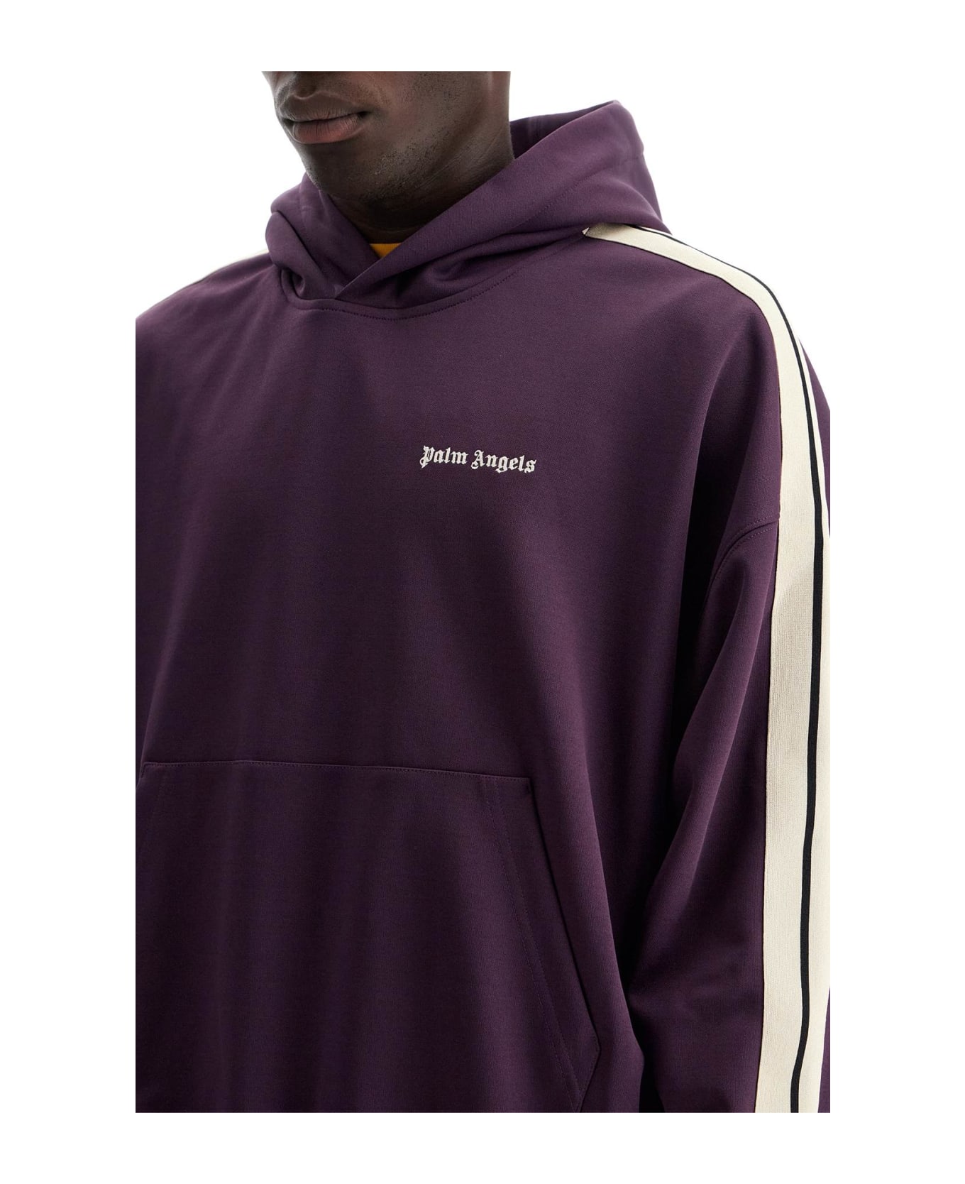 Palm Angels Boxy Sweatshirt With Stripes - DARK PURPLE OFF WHITE (Purple)