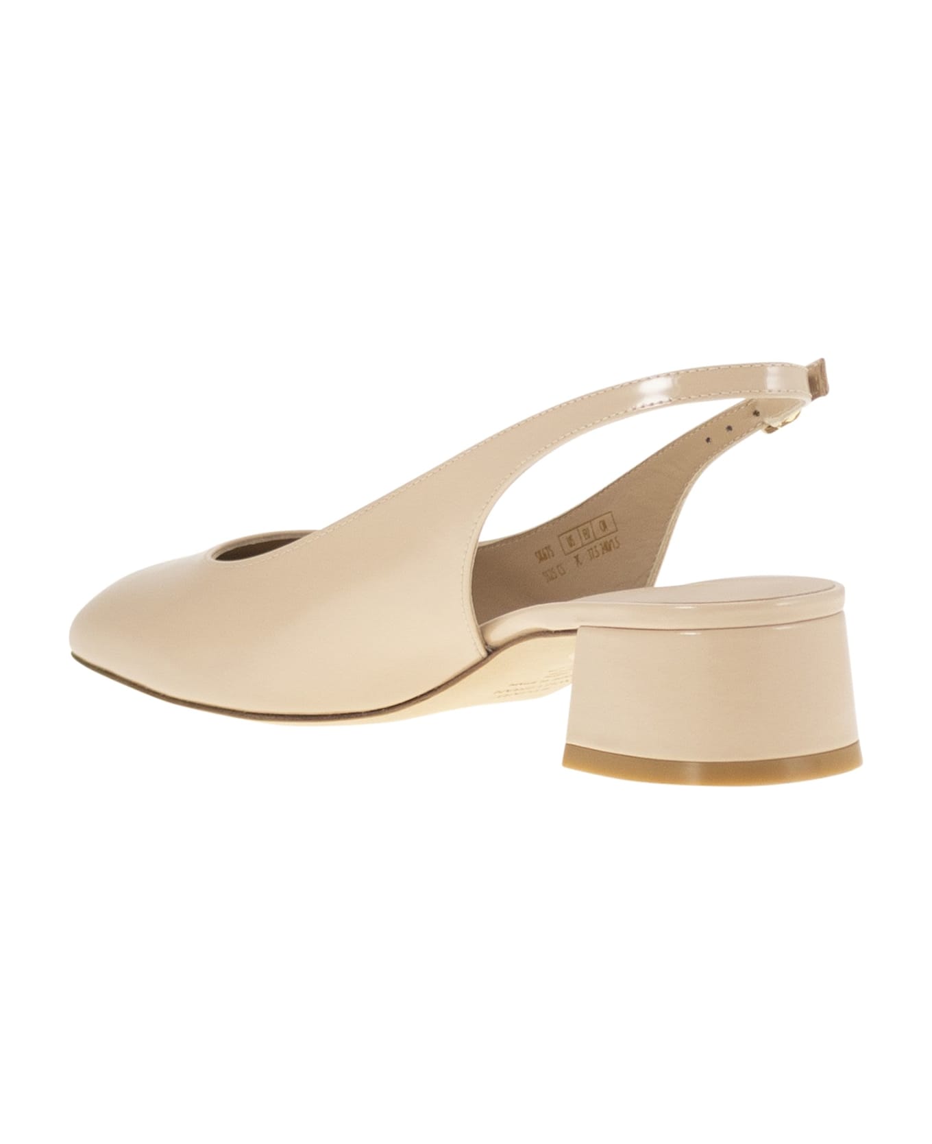 Stuart Weitzman Maeve - Lacquered Leather Slingback - Nude