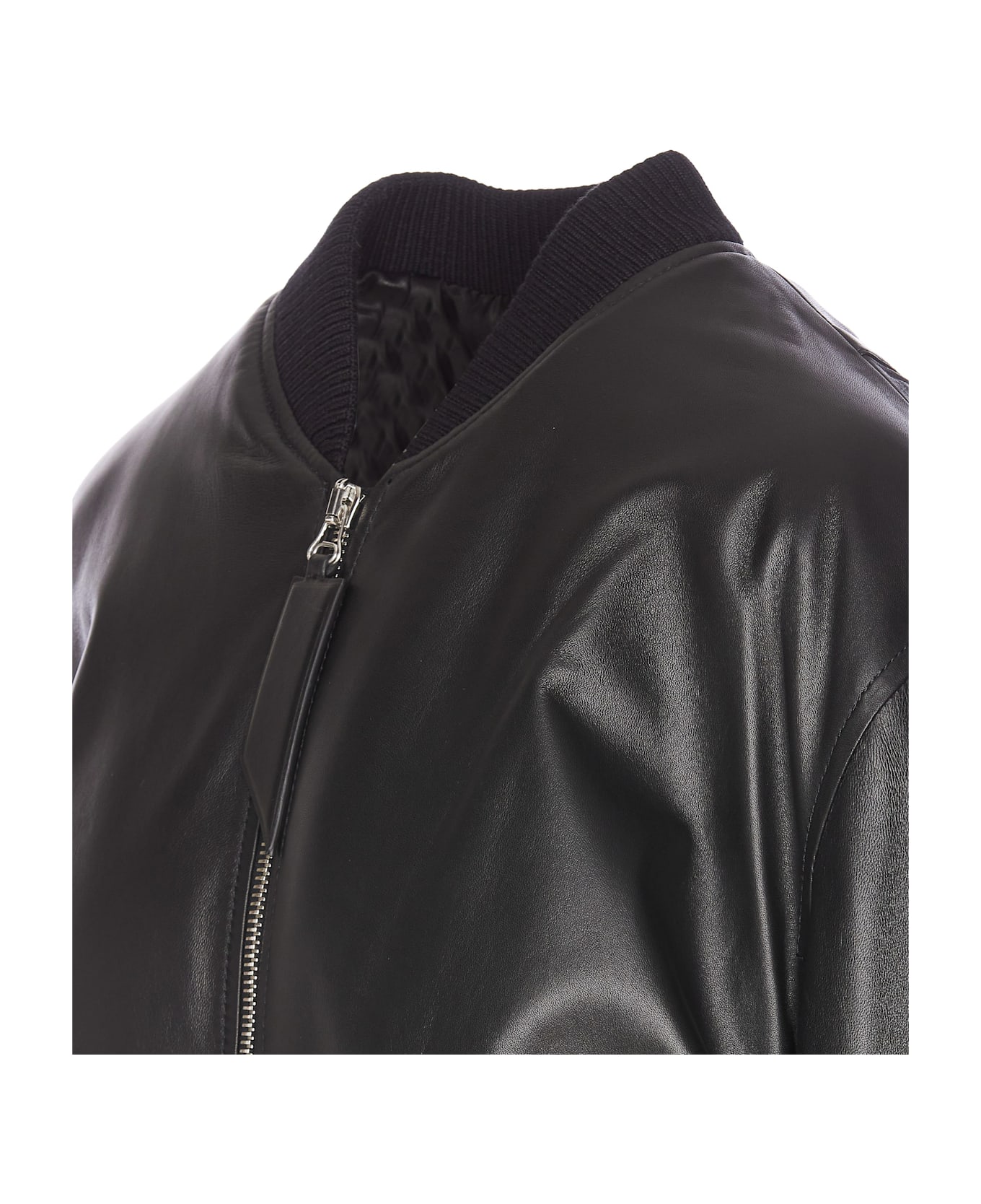 The Attico Leather Bomber - Black