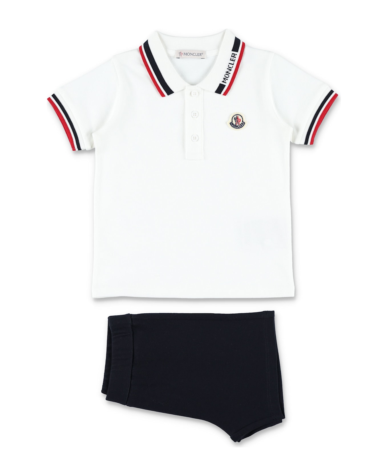 Moncler Kid - Tricolour-trimmed Cotton Piquet Set - NAVY/WHITE