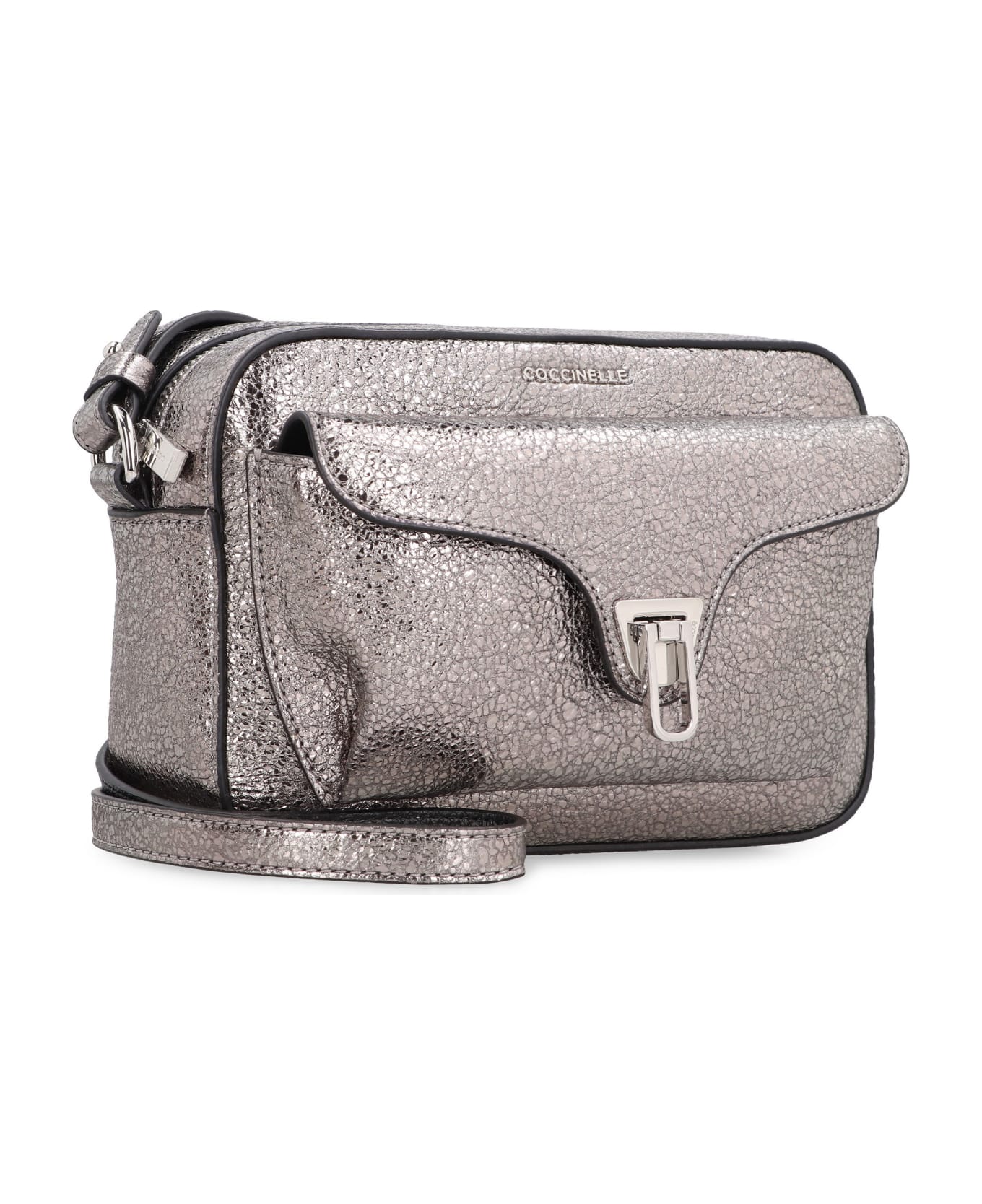 Coccinelle Beat Leather Crossbody Bag - silver