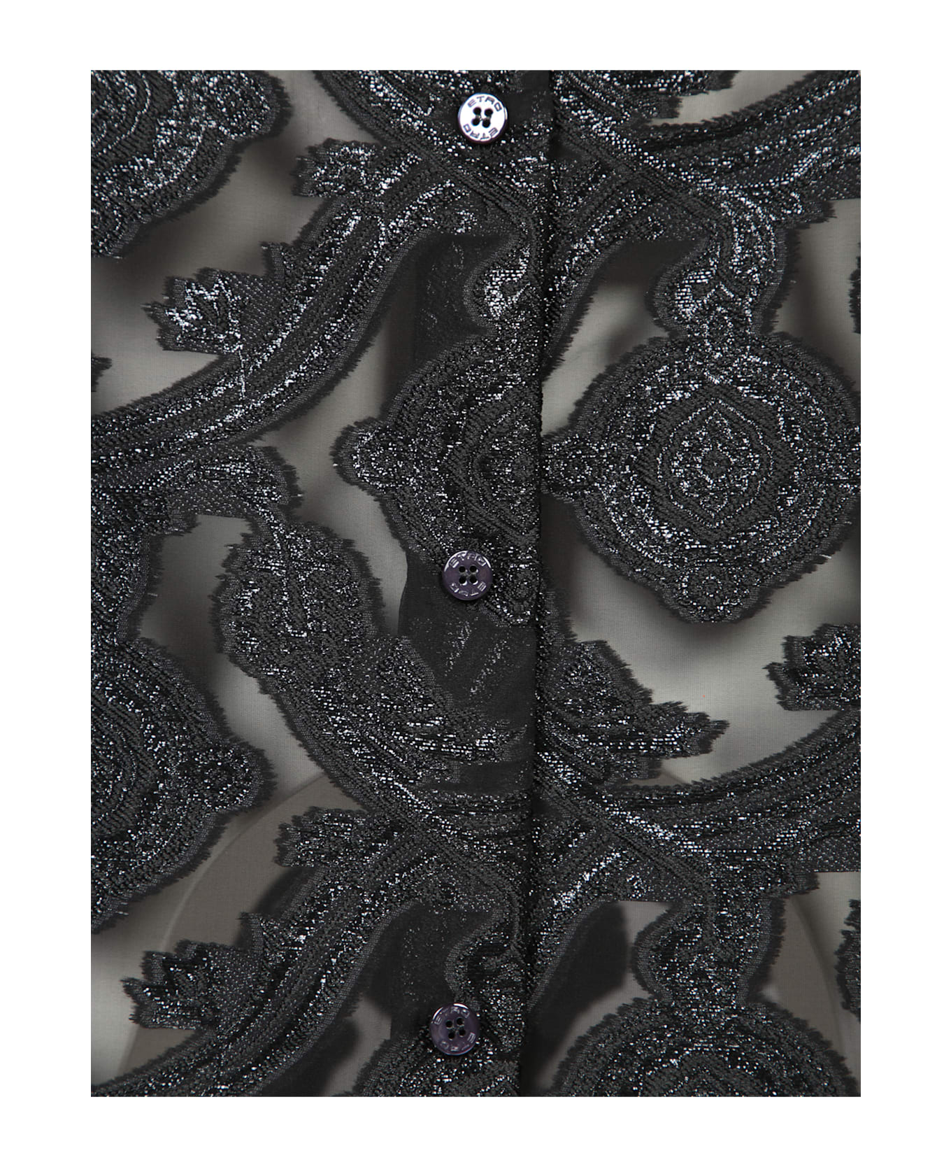 Etro Black Organza Tattoo Tone-on-tone Shirt - Black