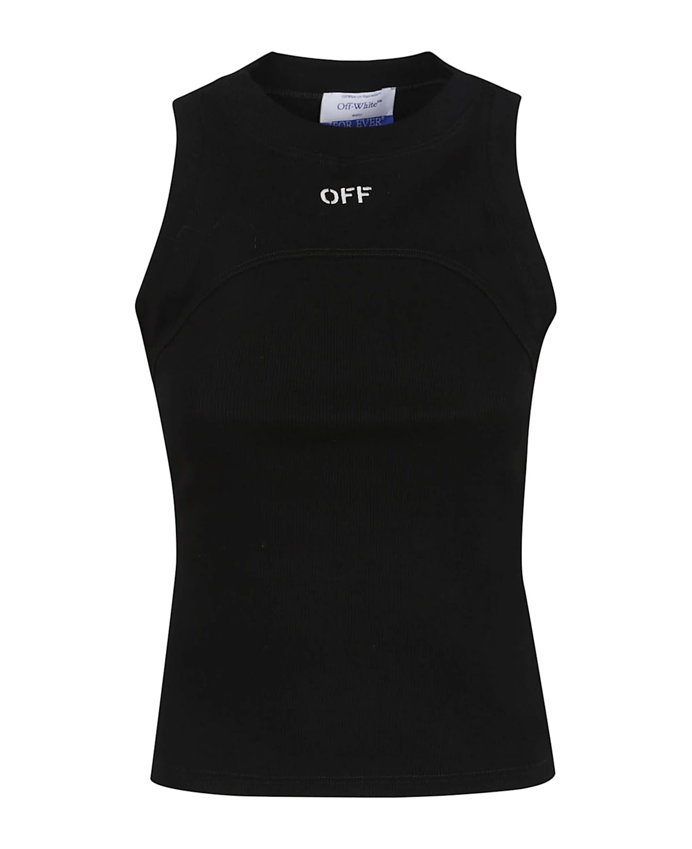 Off-White Off Stamp Rib Round Tank Top - Black White