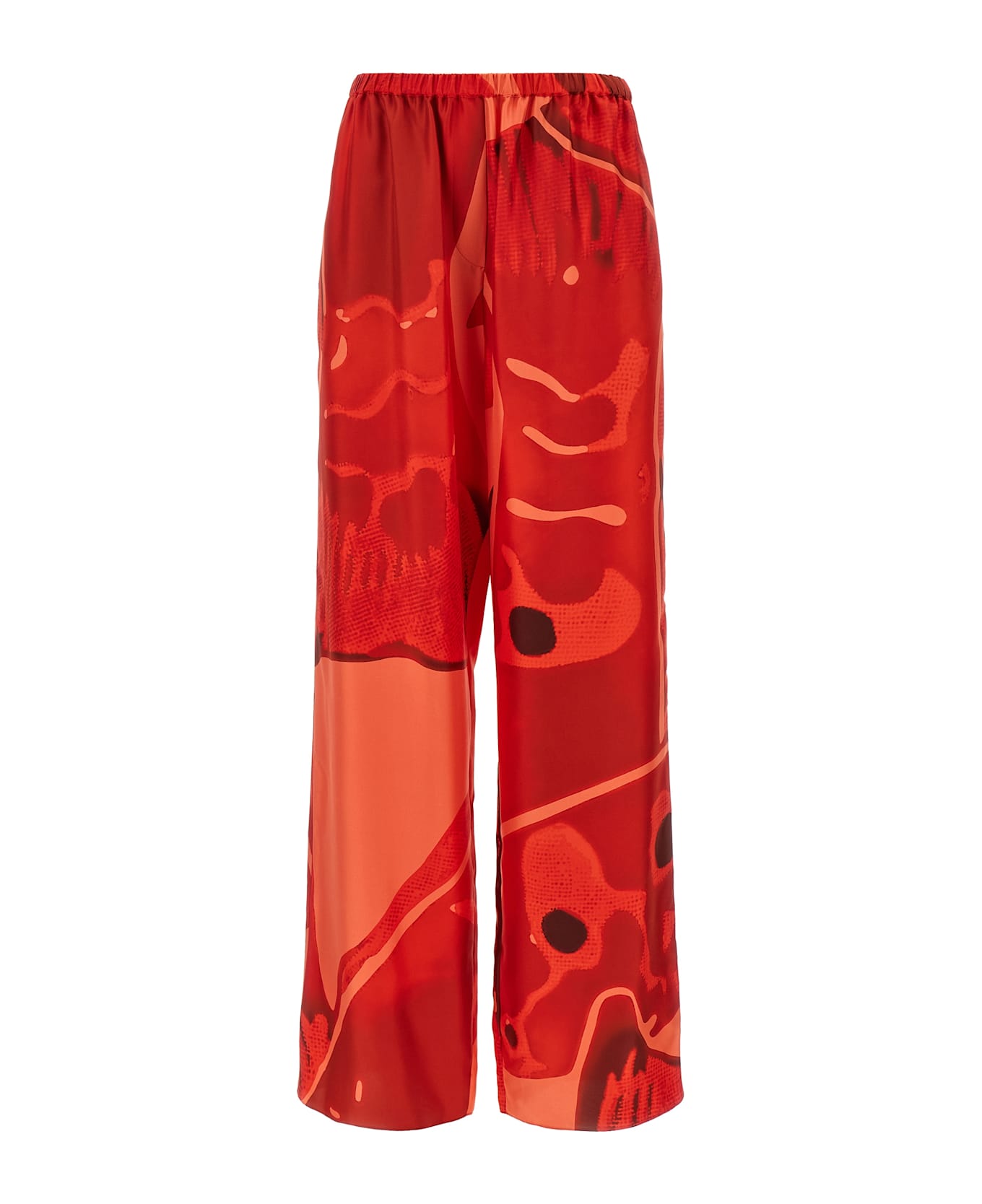 Ferragamo Palazzo Silk Pants - Red