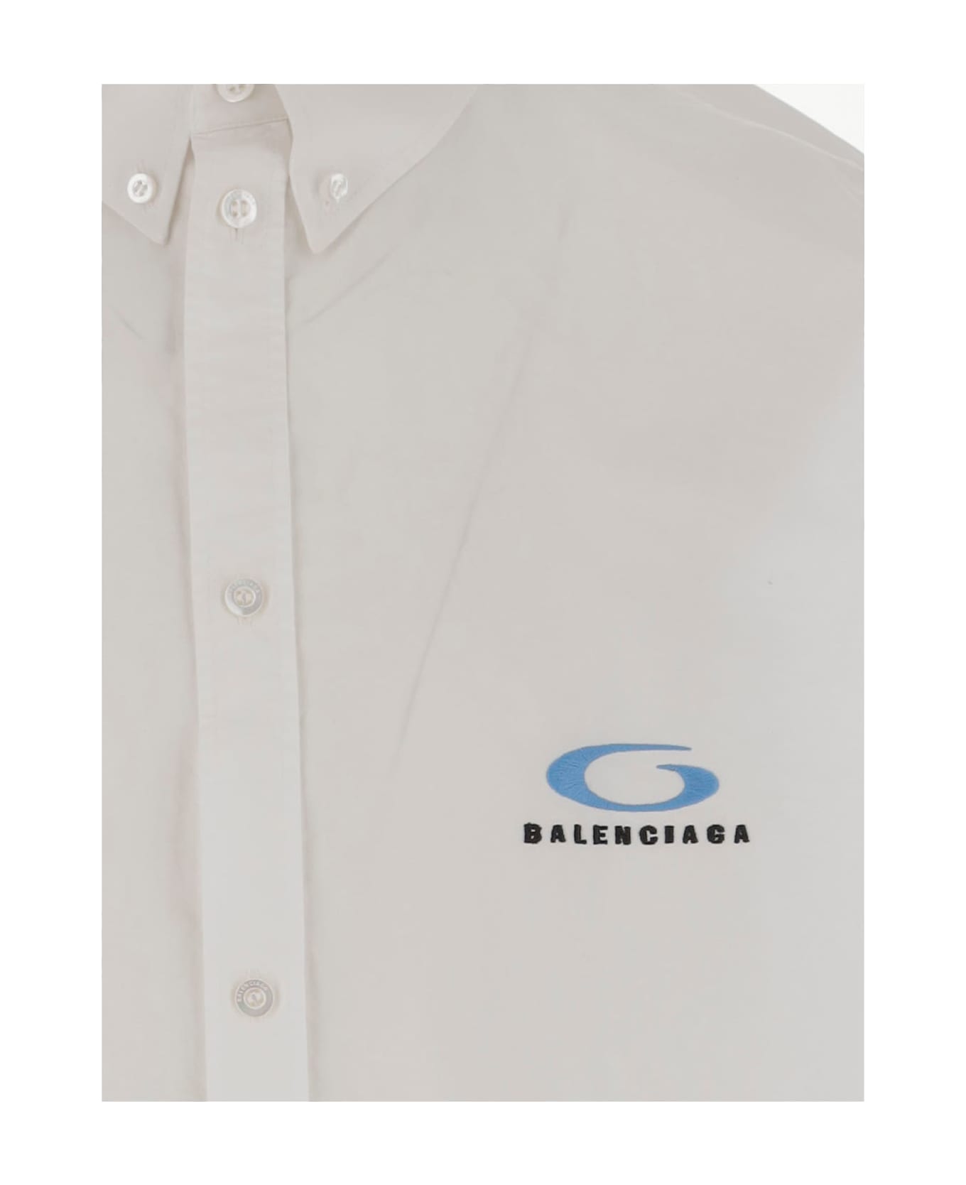 Balenciaga Cotton Shirt With Logo - White