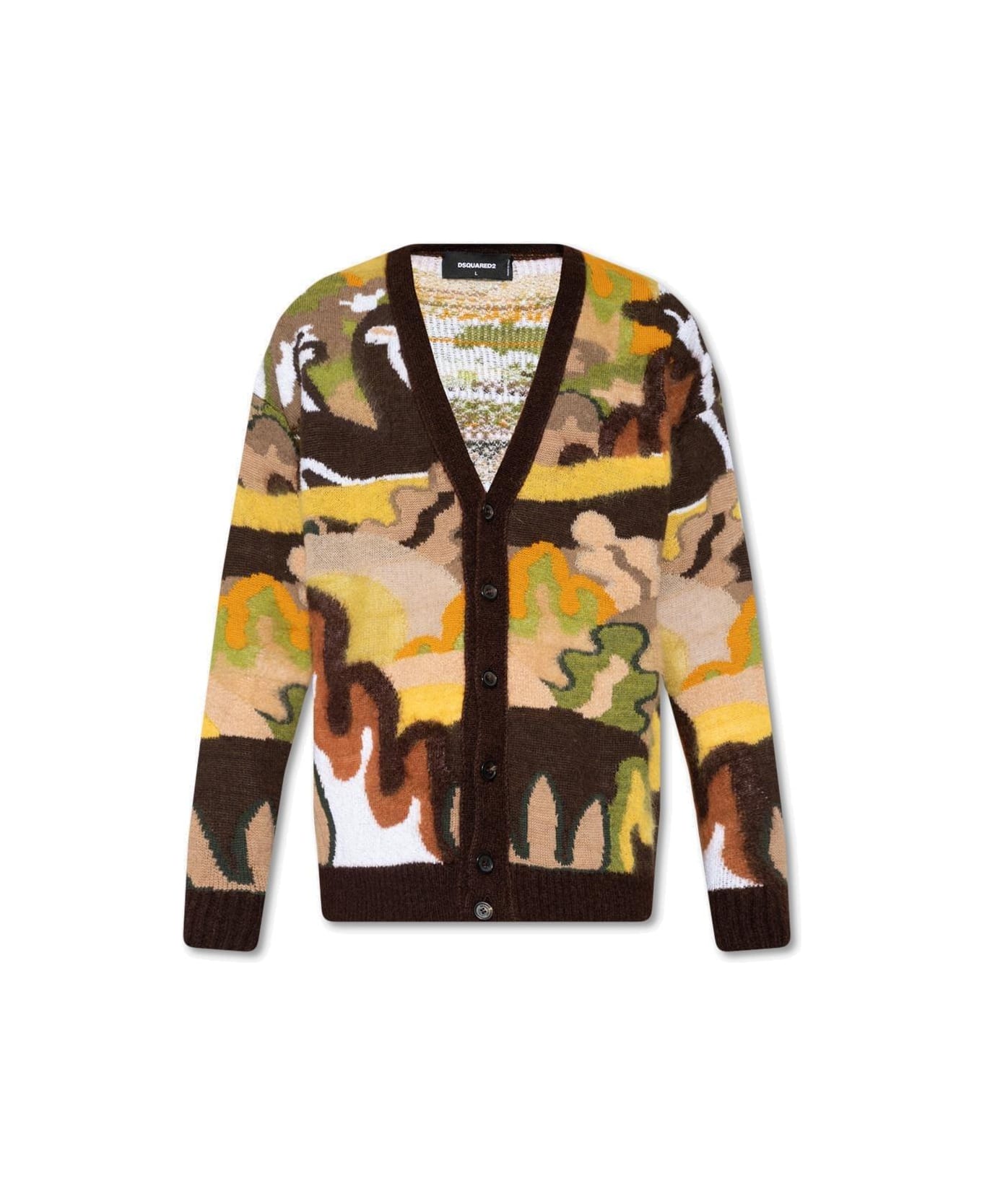 Dsquared2 Gouache Graphic-printed Buttoned Knitted Cardigan カーディガン
