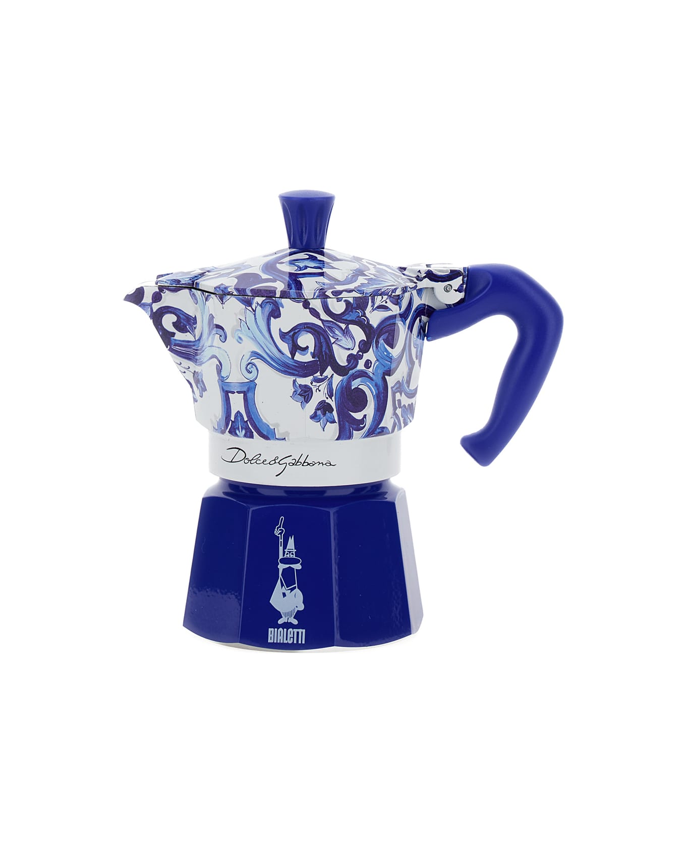 Dolce & Gabbana 'express Medium Bialetti' Blue And White Moka With Blu Mediterraneo Motif In Tech Materials - Blu