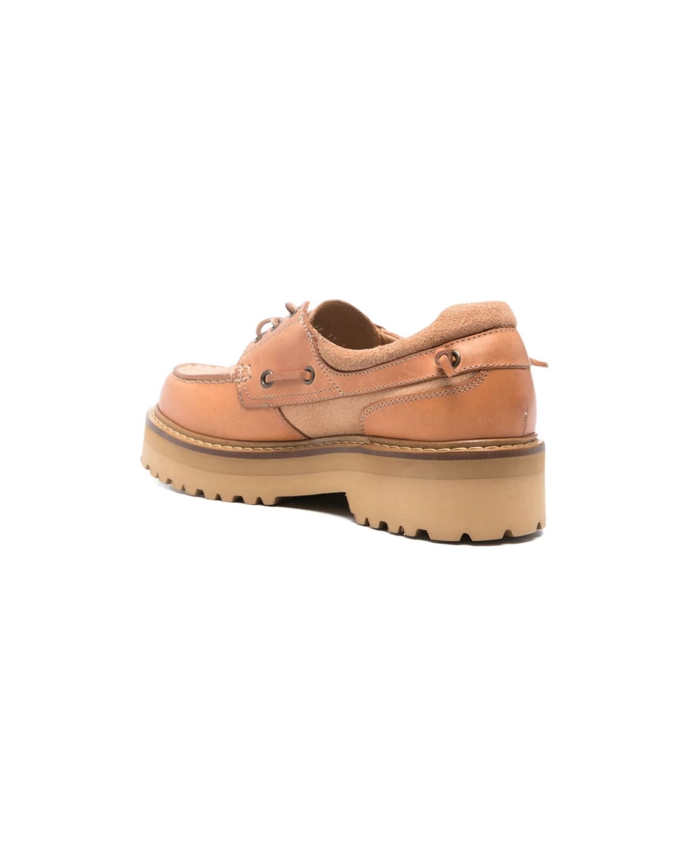 Woolrich Rock Leather Boat Shoes - Camel